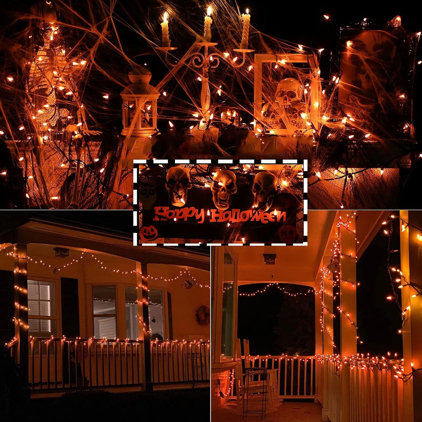 Toodour Candy Corn Halloween Lights, 75ft 300 Count Incandescent Halloween String Lights, UL Certified Connectable Mini Bulbs Yellow & Orange Light for Home, Garden, Porch, Party, Yard, Indoor Decor