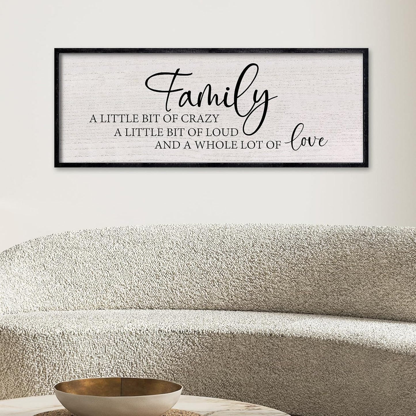 LuZhiQiang Family A Little Bit of Crazy Sign Wall Decor 40"x15" Large Family Signs Wood Framed Hanging Wall Art (Black)