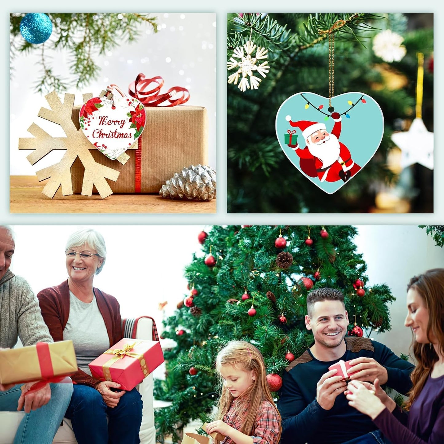 Personalized Christmas Ornaments 2025, Ceramic Custom Photo Text Hanging Ornament Customized Christmas Tree Decorations Gift for Family, Kids, Friends, Couples, Wedding