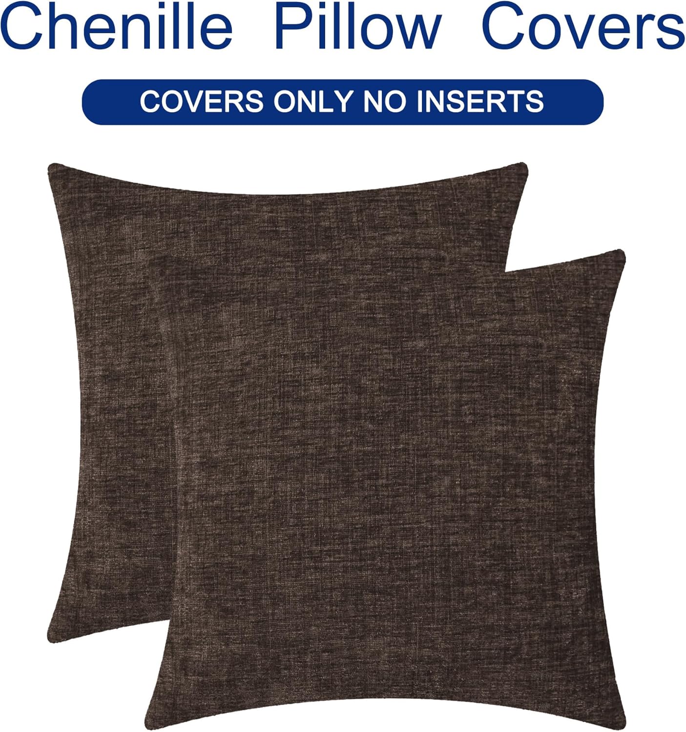 CaliTime Throw Pillow Covers Decorative 22 X 22 Inches Pack of 2 Cozy Chenille Cushion Cases for Couch Sofa Bed Living Room Home Coffee