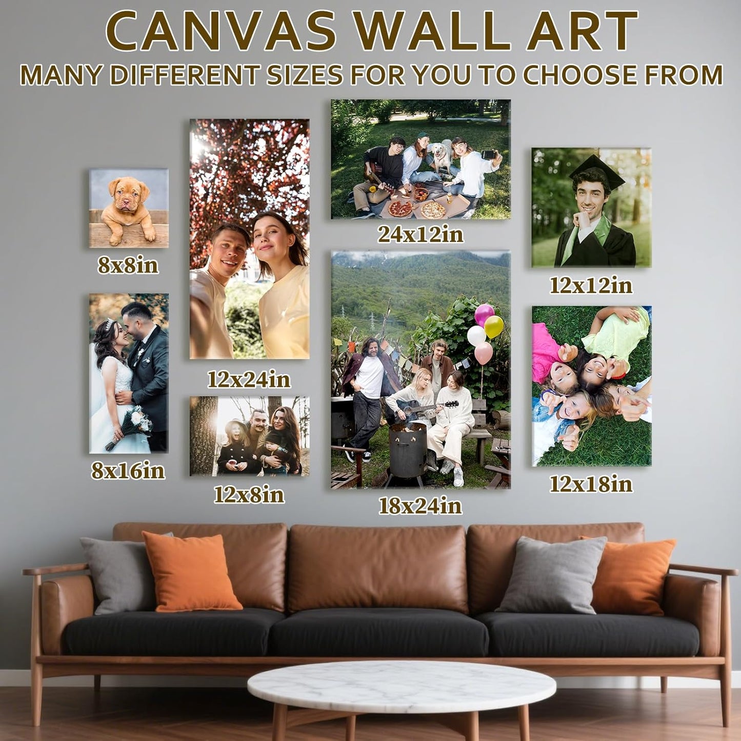 Custom Canvas Prints with Your Photos - Personalized Pictures Print, Customized Photo Gifts, Wall Art Poster Canvas Printing for Wedding, Family, Baby, Pets, Home Office Decor, Wrapped Frame 40x30