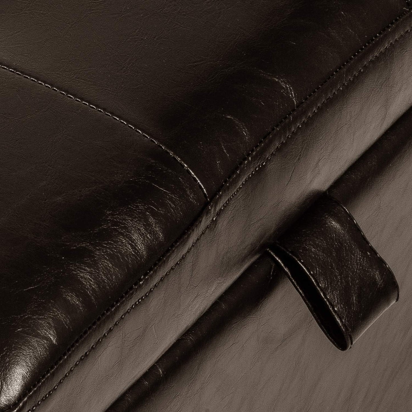 Adeco 15.2" Modern Brown Faux Leather Storage Ottoman with Tufted Flip Top for Living Room, Tufted Accents Rectangular Bench for Foot Rest