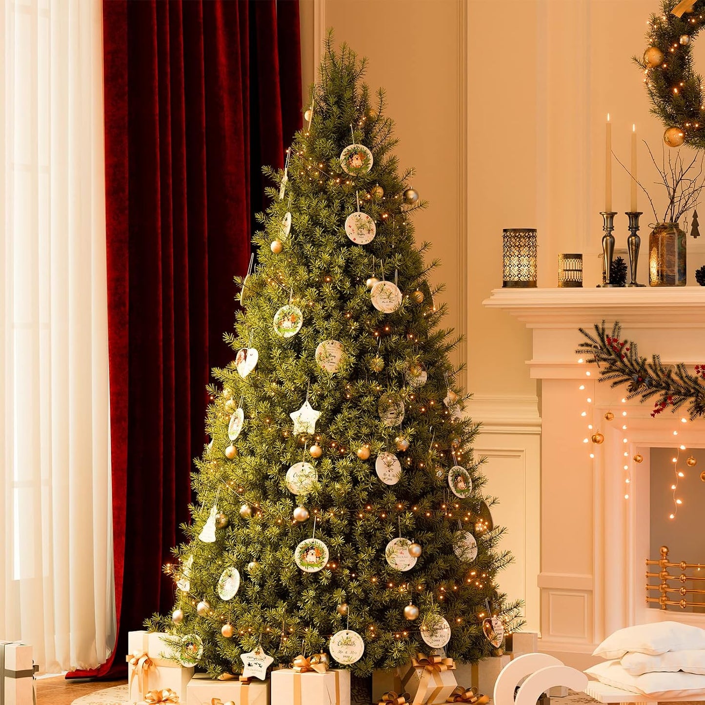 Personalized Christmas Ornaments with Photo - Custom Picture Text Ornaments for Christmas 2024, Customized Ceramic Xmas Tree Decor, for Kids, Mom, Dad, Friends, Lovers by Bemaystar