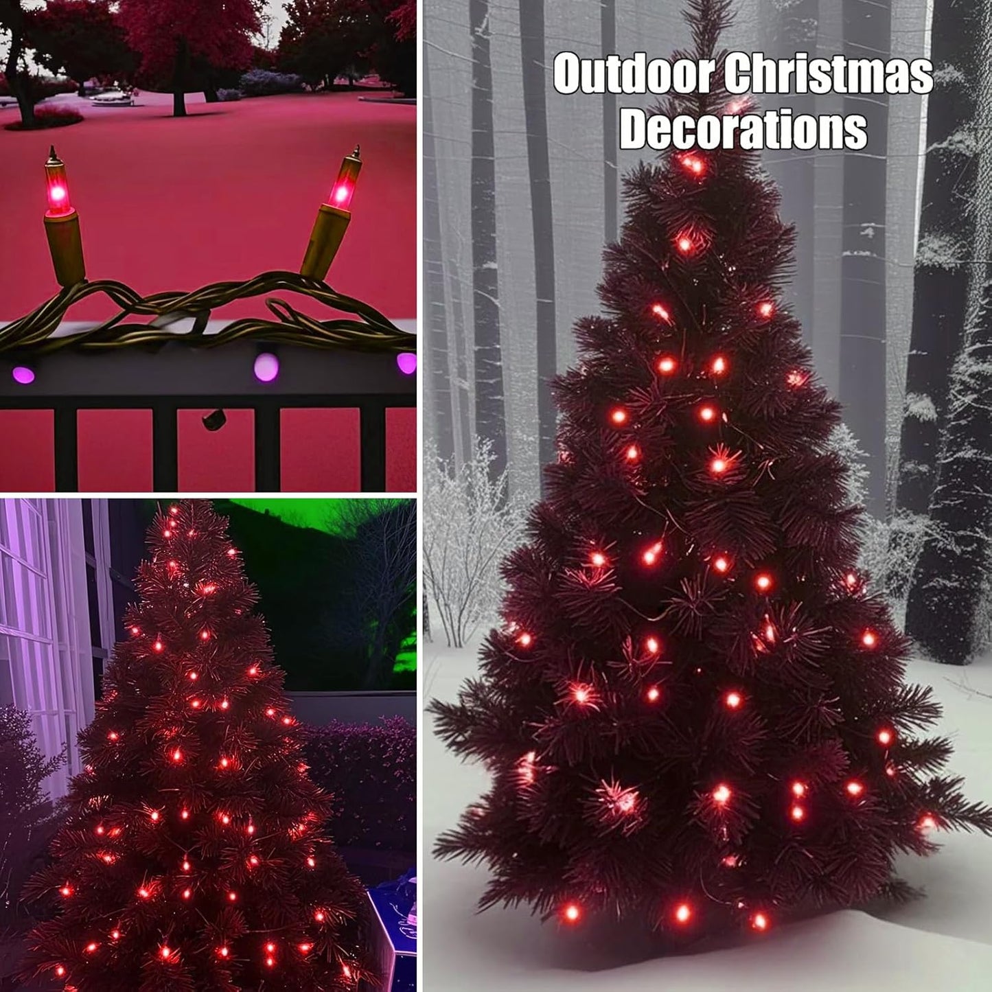 HISHINY Christmas Lights 100 Count Red Christmas Tree String Lights with Green Wire for Outdoor Indoor Christmas Decorations Wedding Decorations Valentines Day Decor,UL Certified (21feet)
