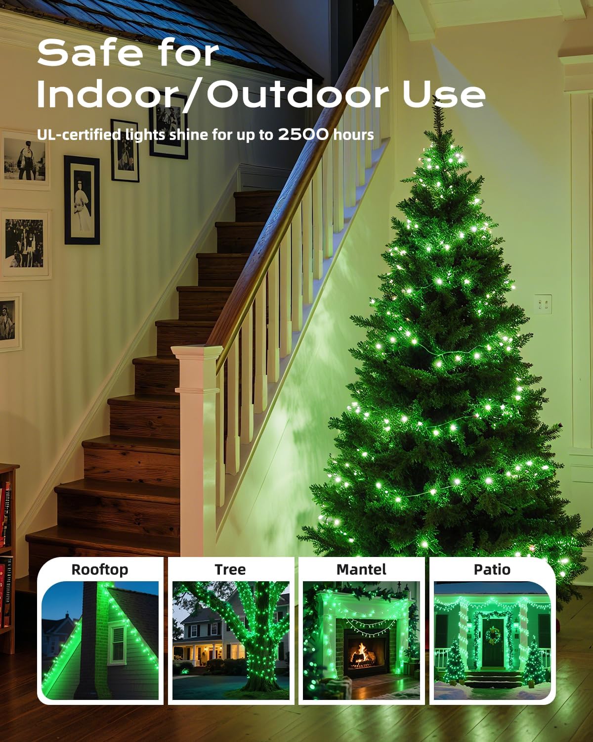 Brightown Green Christmas String Lights, 100-Count 26.5ft Incandescent Bulb Mini Lights for St. Patrick's Day Decor, Christmas Tree Garland Wedding Party Multi-Use Festival Decoration, White Wire