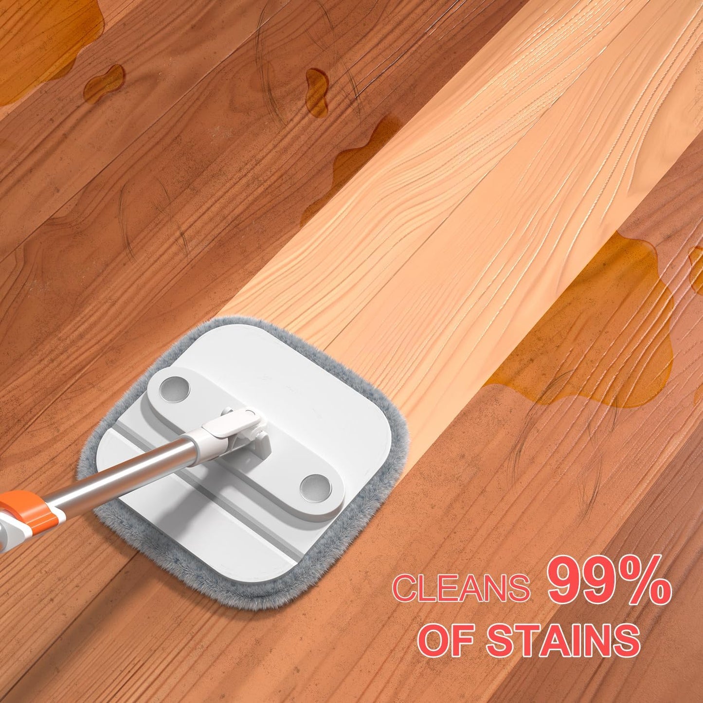 Mop and Bucket Set, Spin Mop with Self Seperates Dirty Water System, Square Mops for Floor Cleaning, 360 Rotating Foldable Standing Mop Head, Versatile Mops for Walls (Mop Bucket with 4 Pads)