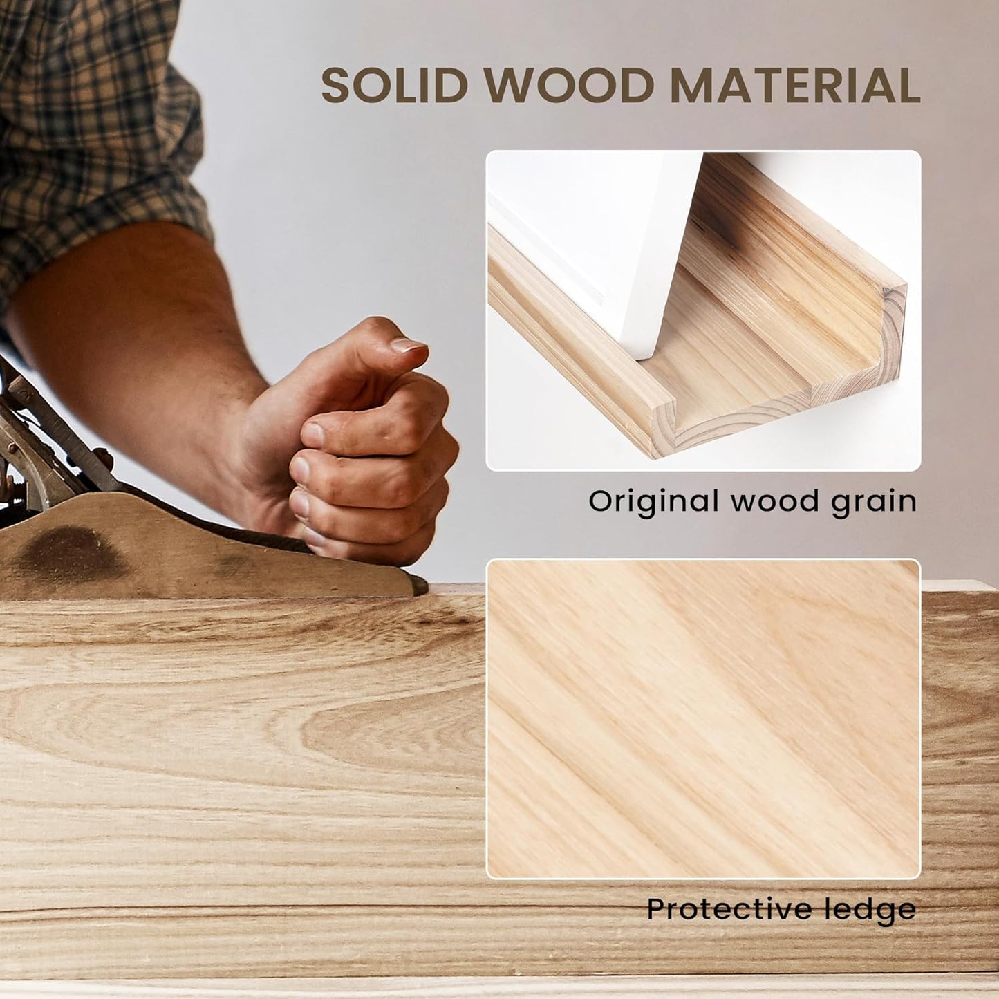 Floating Shelves for Wall, Picture Ledge Shelf 55 Inch Solid Wood Set of 2, Rustic Wall Shelves with Lip, Kids Bookshelf, Photo & Picture Live Edge Floating Shelves for Bedroom, Living Room, Kitchen