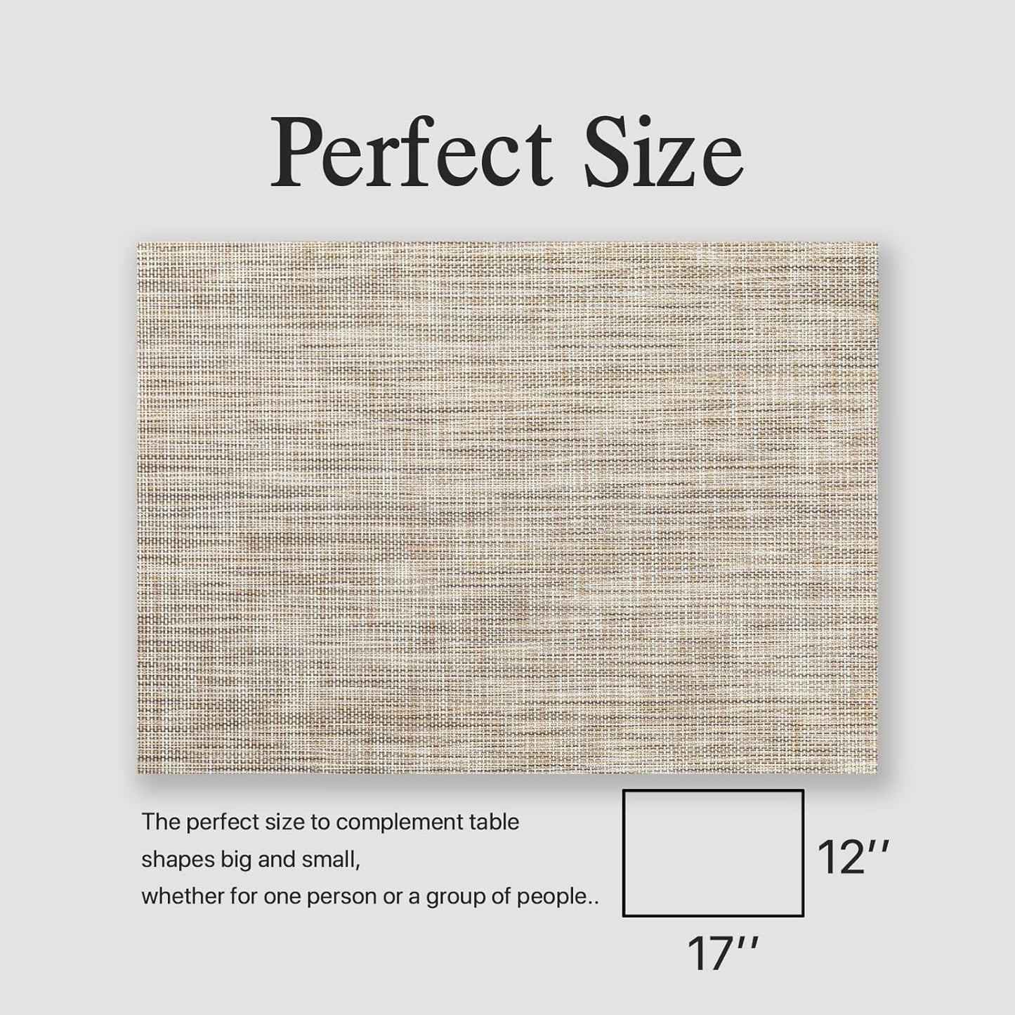 Placemats Set of 6 - Easy Clean Woven Vinyl Placemats for Dining Table, Indoor/Outdoor Place Mats, Washable PVC Table Mats(Caramel)