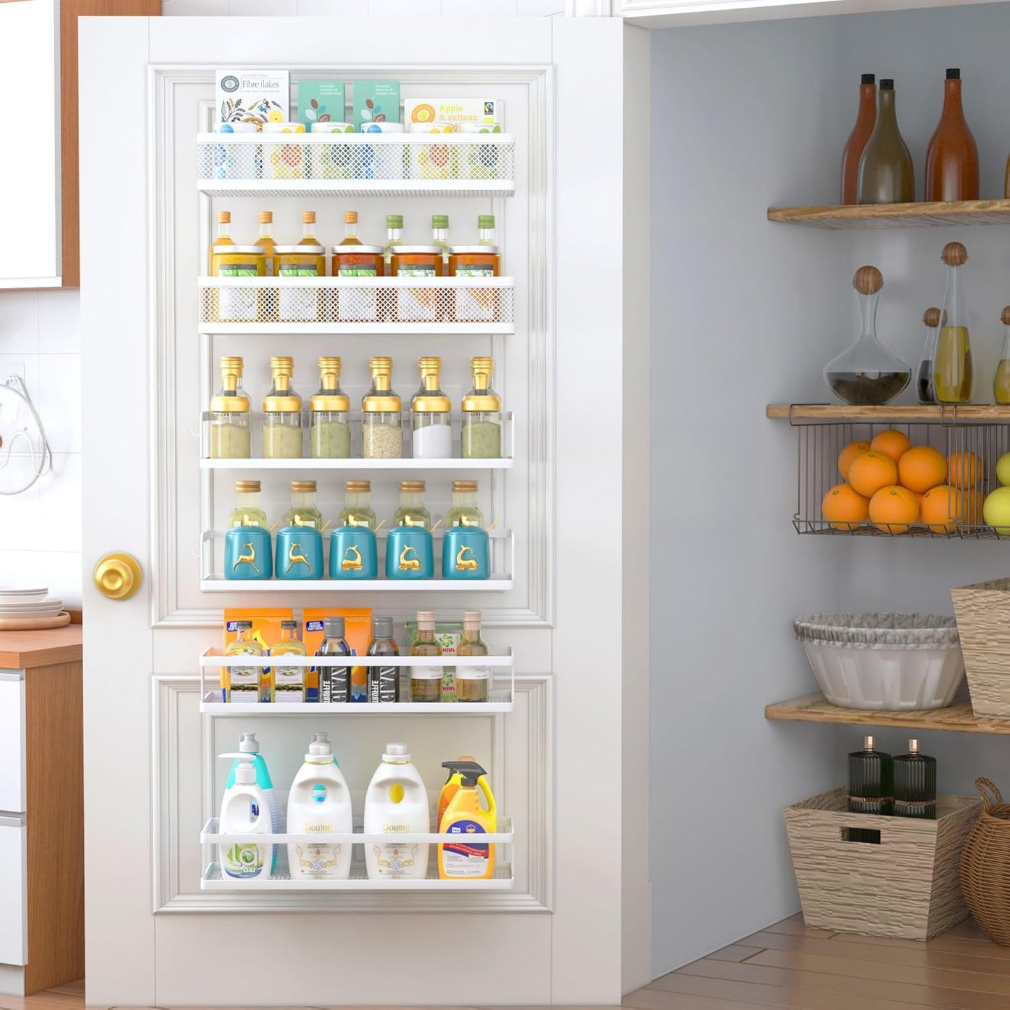 PUSDON Metal Wall Hanging Basket 2 Packs DIY Suitable for Multiple Scenes - Large White Guardrail