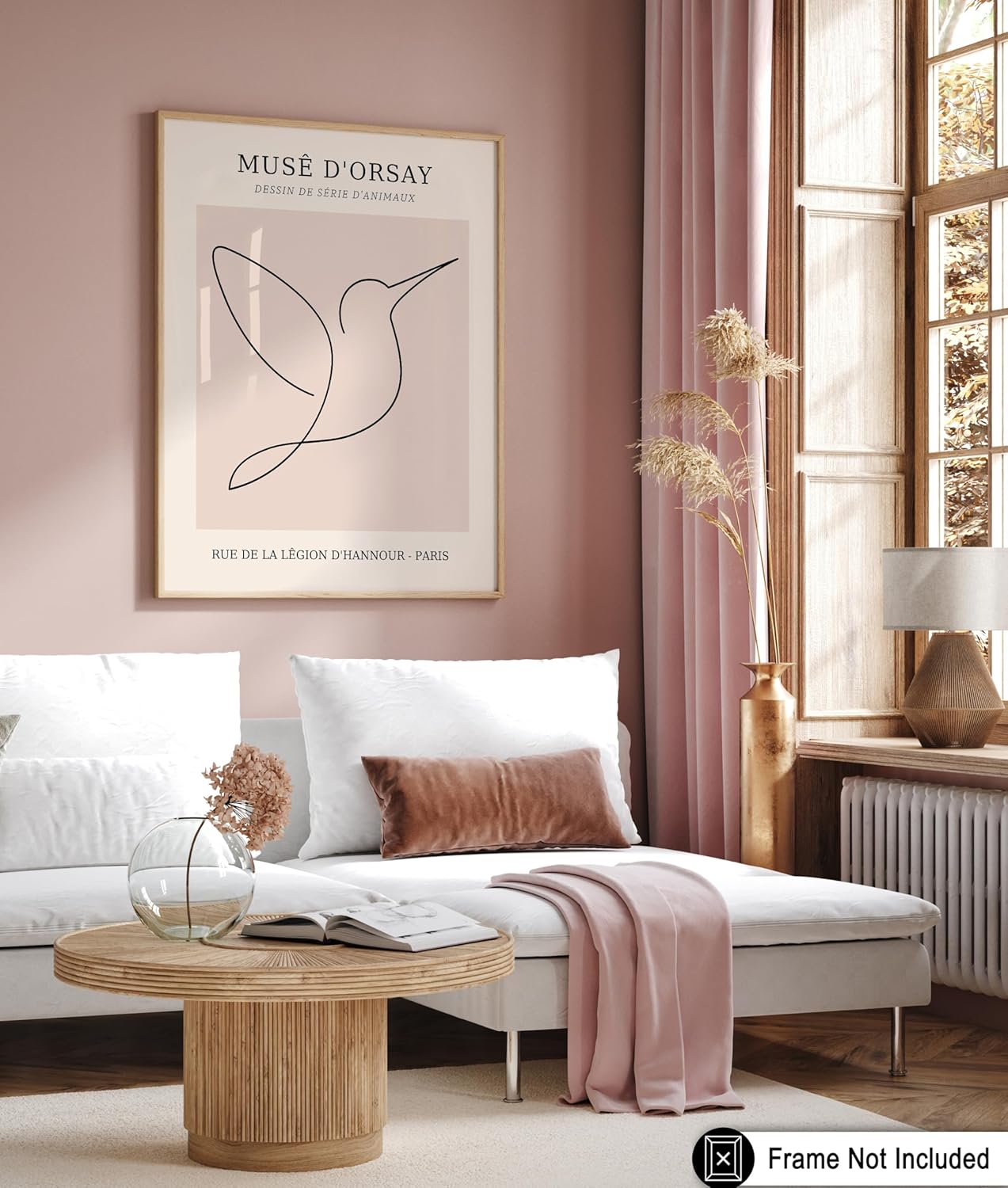 Poster Master Vintage Poster - Retro One Line Hummingbird Drawing Print - Bird Line Art - Minimal Gift for Him, Her, Animal Lover - Abstract Decor for Home, Office - 8x10 UNFRAMED Wall Art