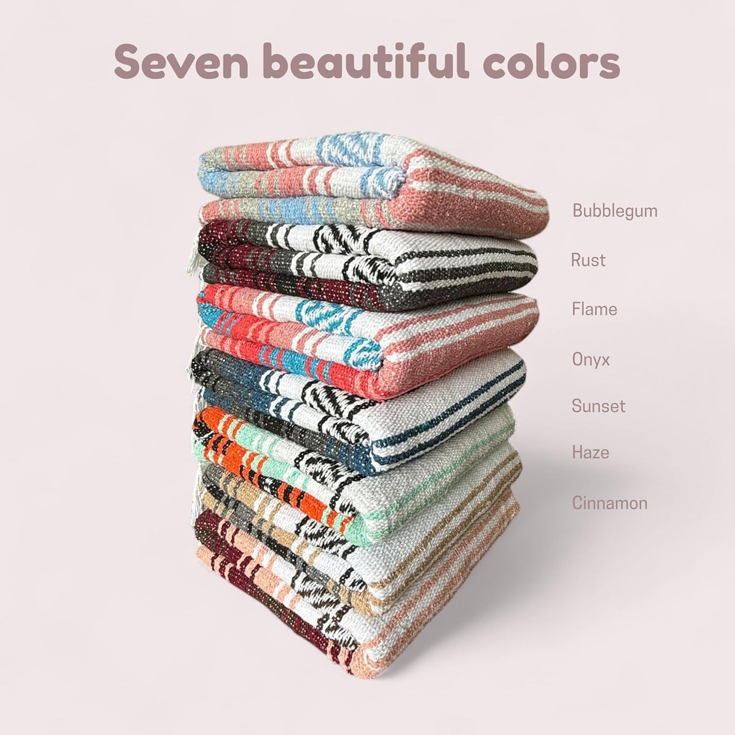 Traditional Handwoven Mexican Blanket, Large Falsa Serape - Soft & Durable - Vibrant Beach, Picnic, Yoga & Camping Mat - Lightweight Boho Throw 70"x50" (Sunset)