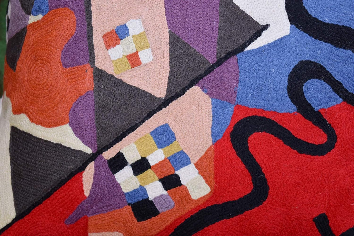 Kandinsky Modern Couch Pillow Cover - Red Flow | Abstract Pillows | Mid Century Chair Cushions | Handmade Wool Size 18x18