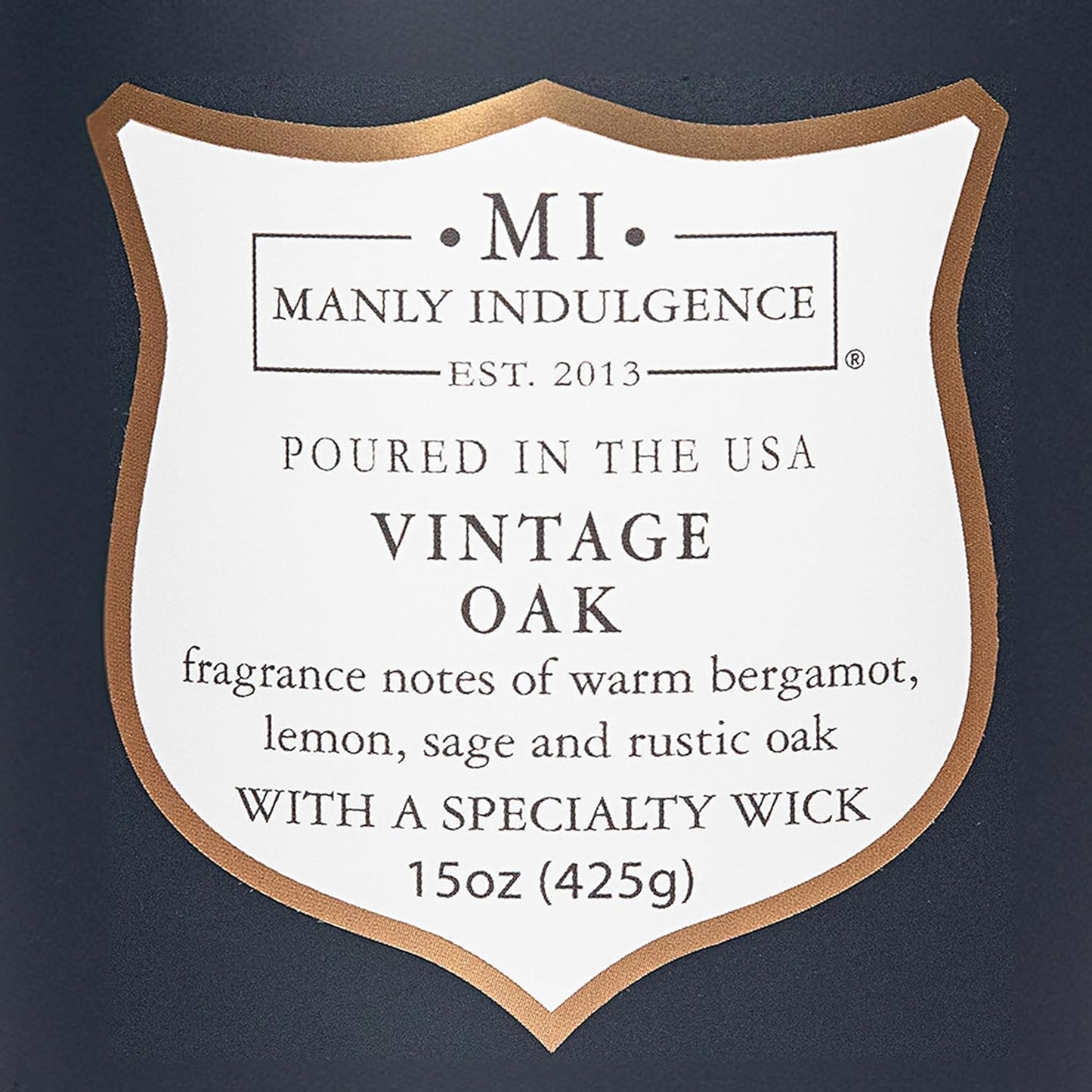 Manly Indulgence Vintage Oak Scented Candles for Men, 15 oz Wooden Wick, Premium Soy Blend Wax, 60H Burn, Candles for Home Scented - Made in The USA