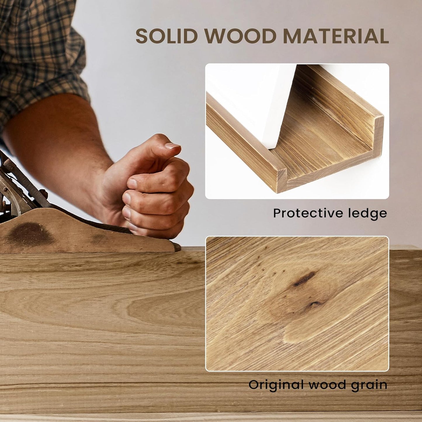 Floating Shelves for Wall, Picture Ledge Shelf 36 Inch Solid Wood Set of 2, Rustic Wall Shelves with Lip, Kids Bookshelf, Photo & Picture Live Edge Floating Shelves for Bedroom, Living Room, Kitchen