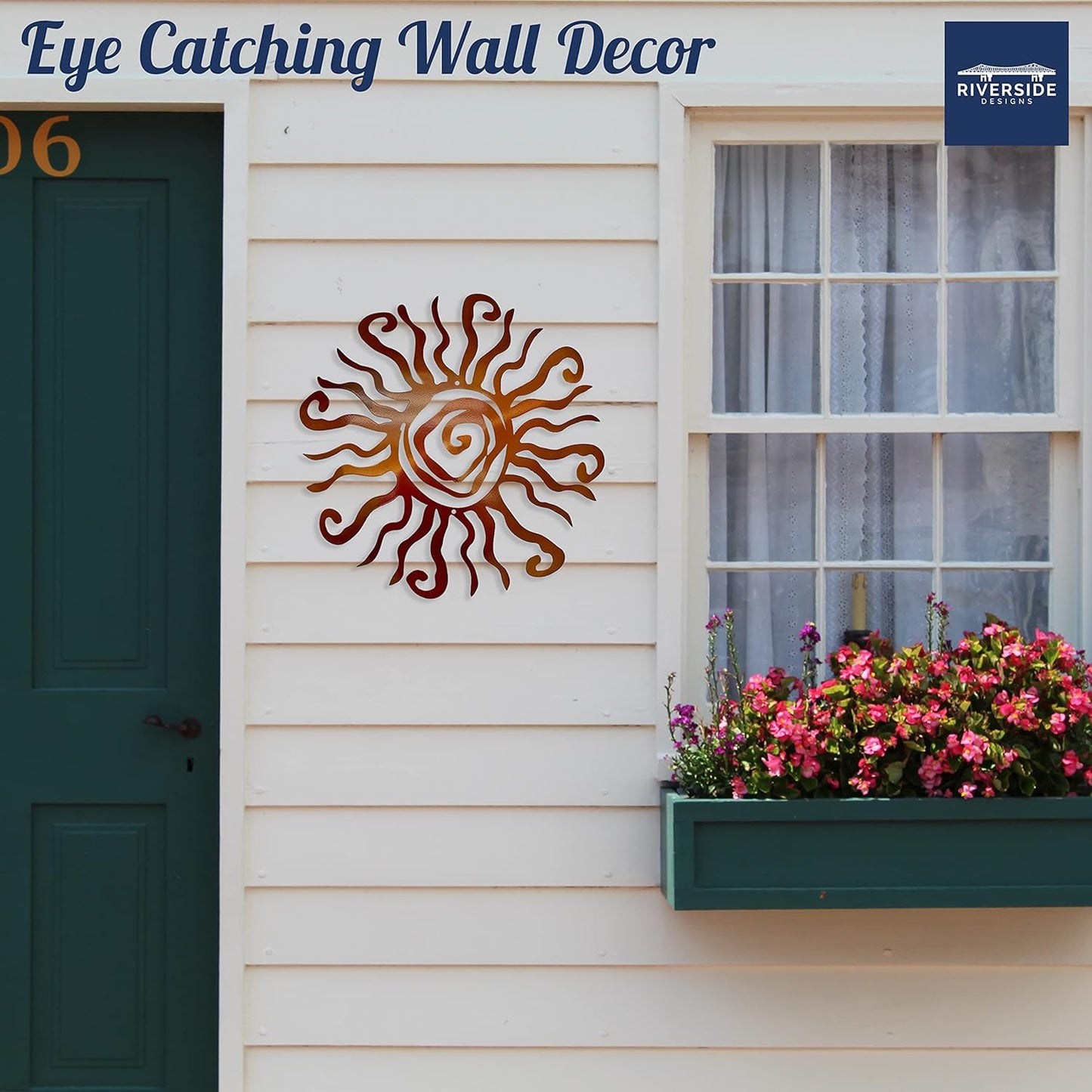 Riverside Designs Wacky Sun Metal Wall Art Indoor/Outdoor Decor - 18" Copper Rust Proof Wall Sculpture - Made in USA - Ideal for Bedroom, Garden, Home, Patio and Farmhouse