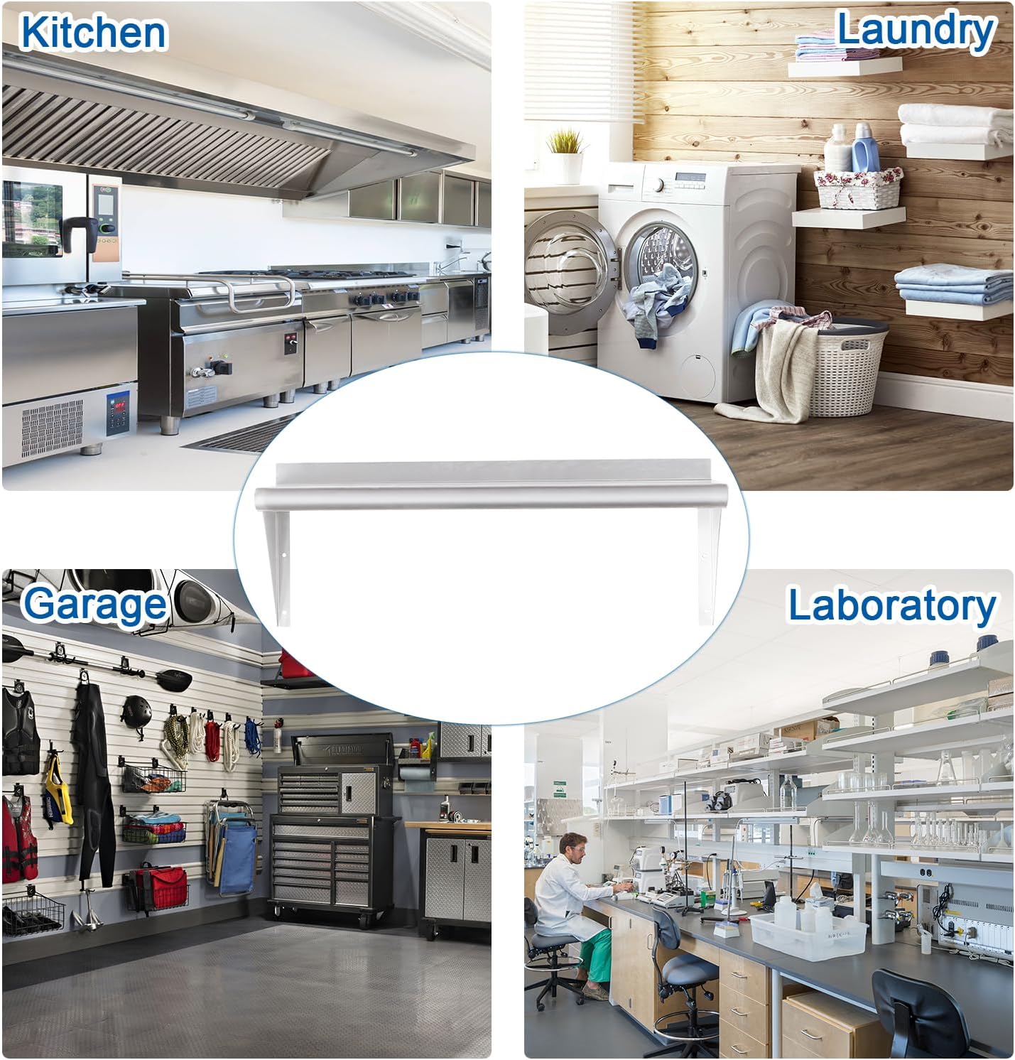 HARDURA Stainless Steel Shelf 12" x 48", 250lb Commercial Shelves Wall Mount Metal Shelving with Backsplash and Brackets for Kitchen, Restaurant, Laundry Room and Home