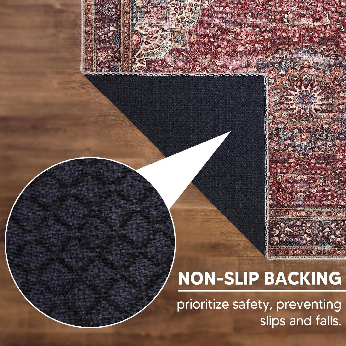 Keen Home Design 10x14 Rug - Machine Washable Area Rug with Non-Slip Backing, Ideal for Living Room, Dining Room, Bedroom - Vintage, Easy Clean, Durable, Low Pile Rug - (9'7" x 14')