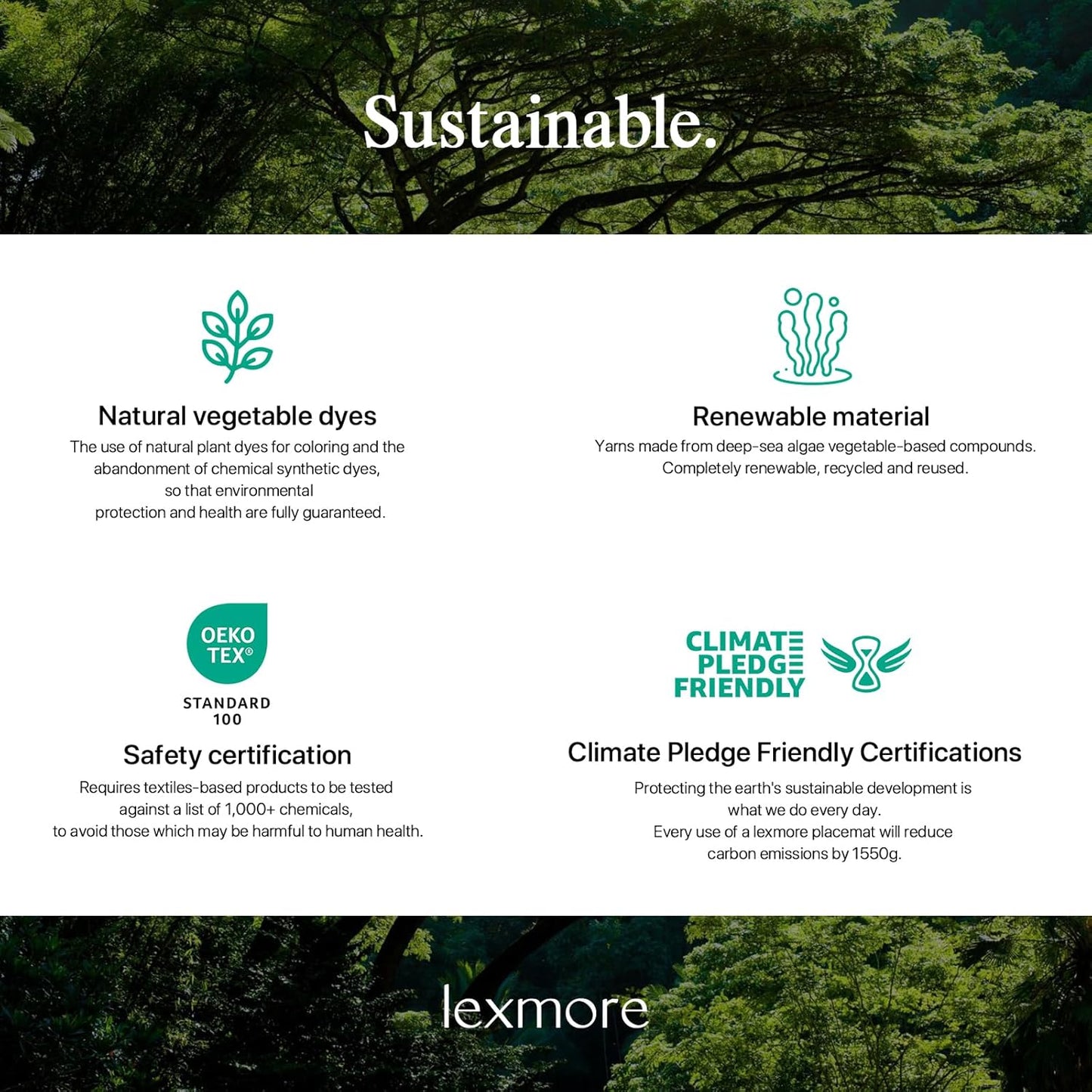 LEXMORE Placemats Set of 6 Vinyl/Plastic Woven Place Mats for Kitchen Table Indoor/Outdoor Washable Placemat Wipeable Dining Table Mats(Pea Green)