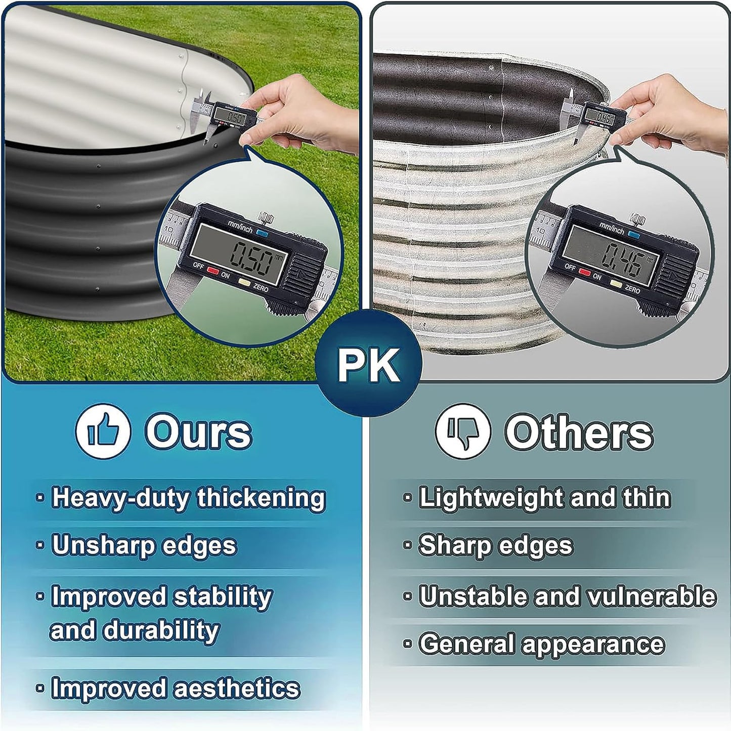 2 Pcs 4.5x2x1.5ft Oval Raised Garden Bed,Galvanized Raised Beds,Open-Ended Base Metal Raised Planter Beds,Garden Bed Outdoor,Planter Raised Boxes for Vegetables, Flowers,Tool-Free Asse,Gray