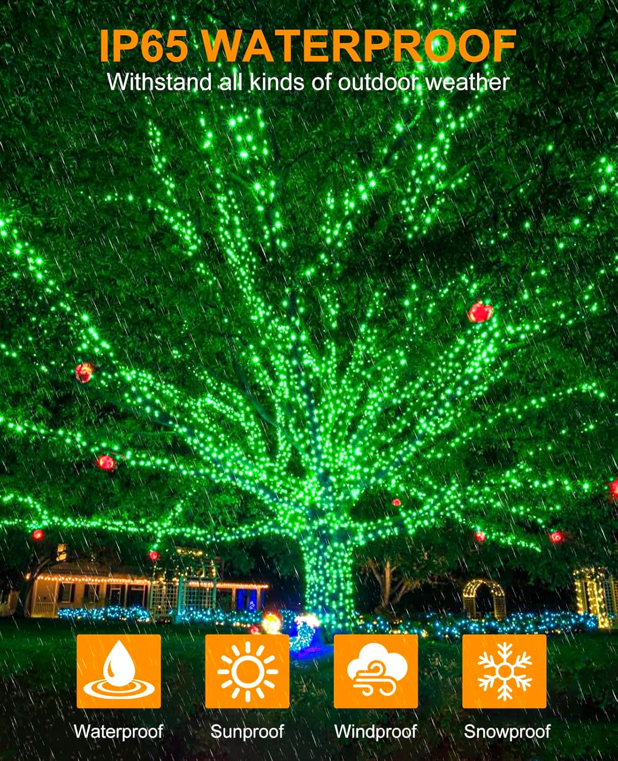 Christmas Lights Outdoor, 157FT 480 LED Plug in Christmas Tree Lights Waterproof, 8 Modes Green Wire Fairy String Light for Indoor House Garden Patio Porch Xmas Party Holiday Decorations, Green