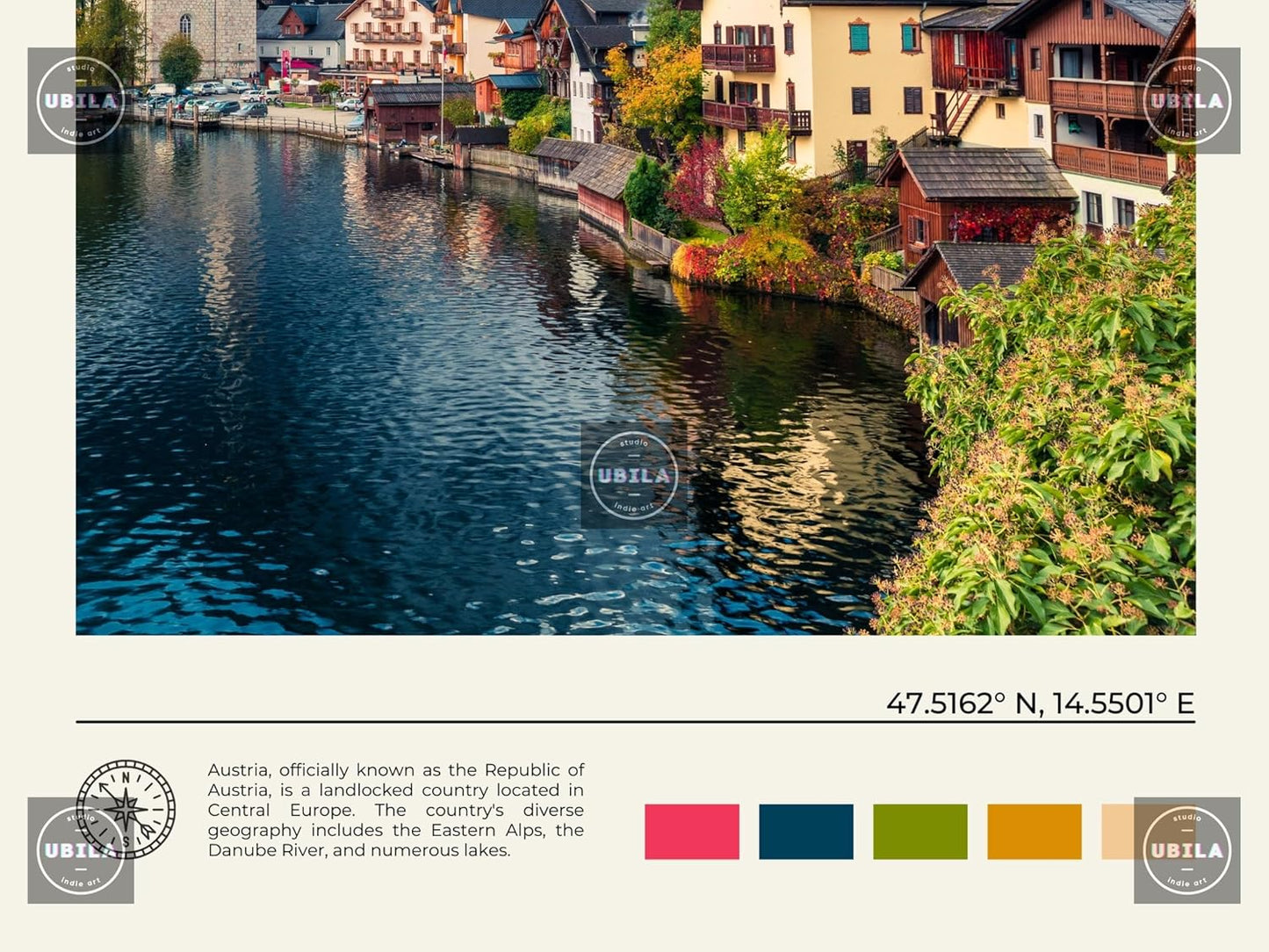 StudioUBILA Austria Wall Art Poster, Decorative Cityscape Landscape Art Prints, Home Decor Wall Art Print for Bedroom Living Room Kitchen Decorations, Unframed