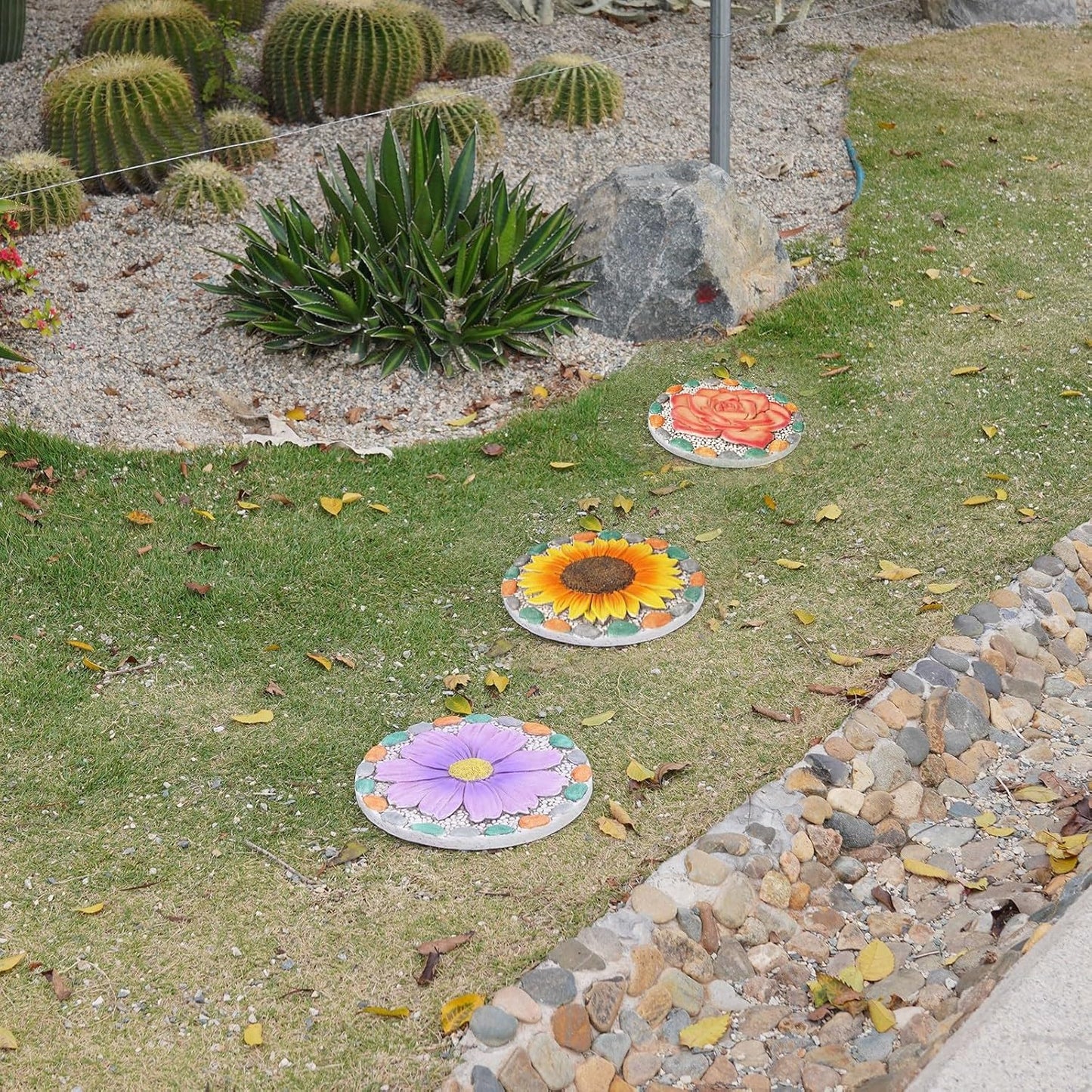 Outdoor Garden Decor Stepping Stones - Outside Garden Yard Decorative Stones Gifts for Women Garden Decor for Outside 10x10x0.75 Inch Cynkeyee