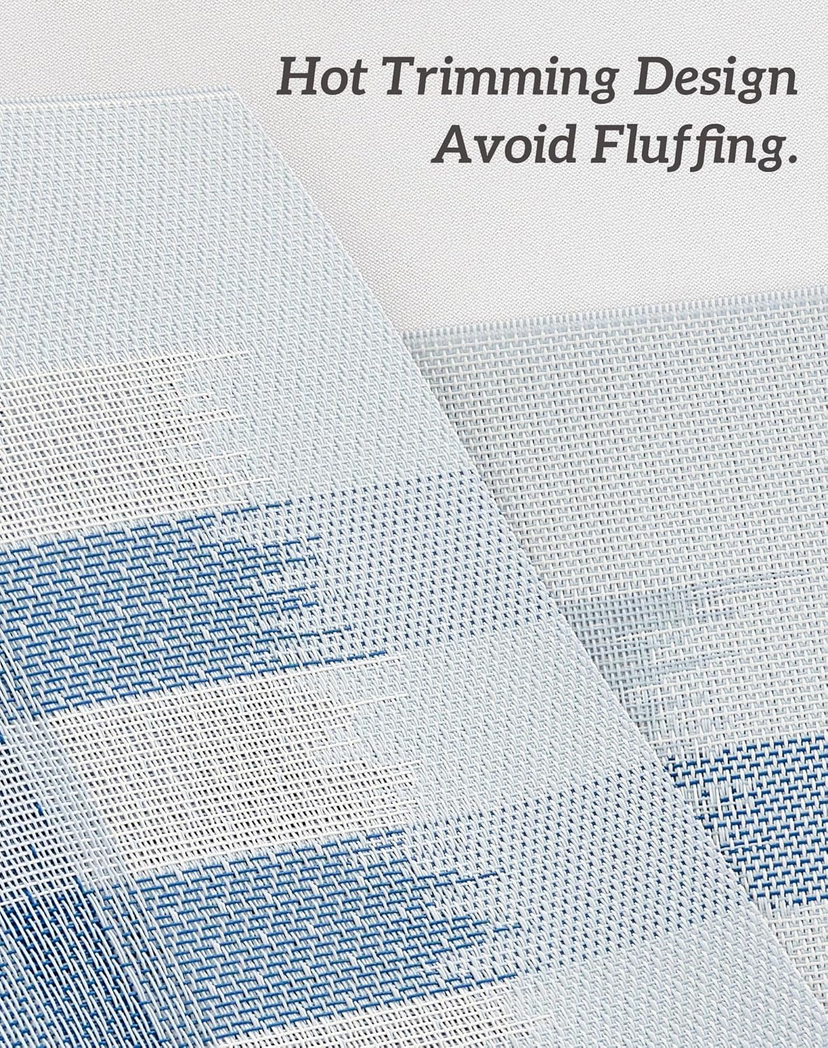 Leetaltree Geometric Print Blue Placemats Set of 8 - Heat Resistant Non-Slip Place mats for Dining Table, Washable Durable PVC Vinyl Woven Table Mats (Geometric Blue, 8)