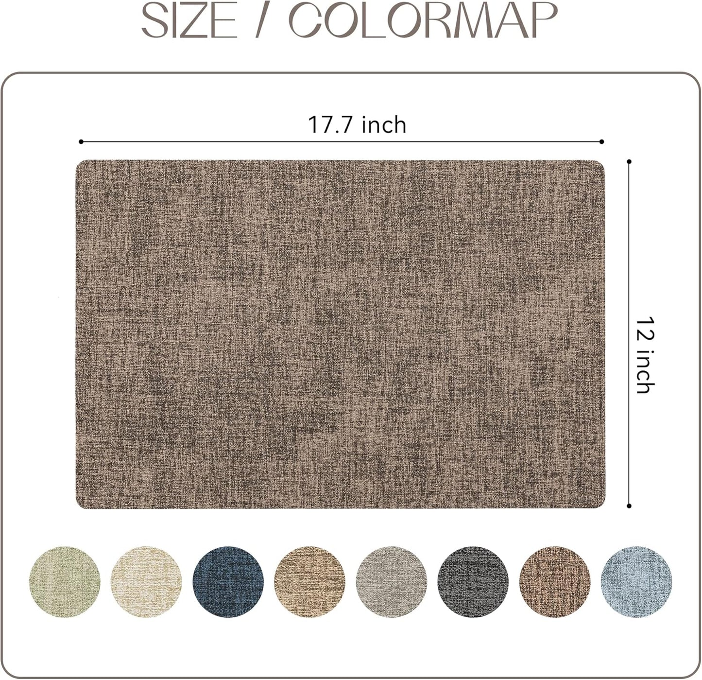 Romanstile Vinyl Placemats Set of 4-12 X 18 Inch - Heat Resistant Place Mats 100% Waterproof Oilproof Wipeable Reversible Faux Leather Table Mats for Kitchen/Dining/Party/Outdoor, Coffee