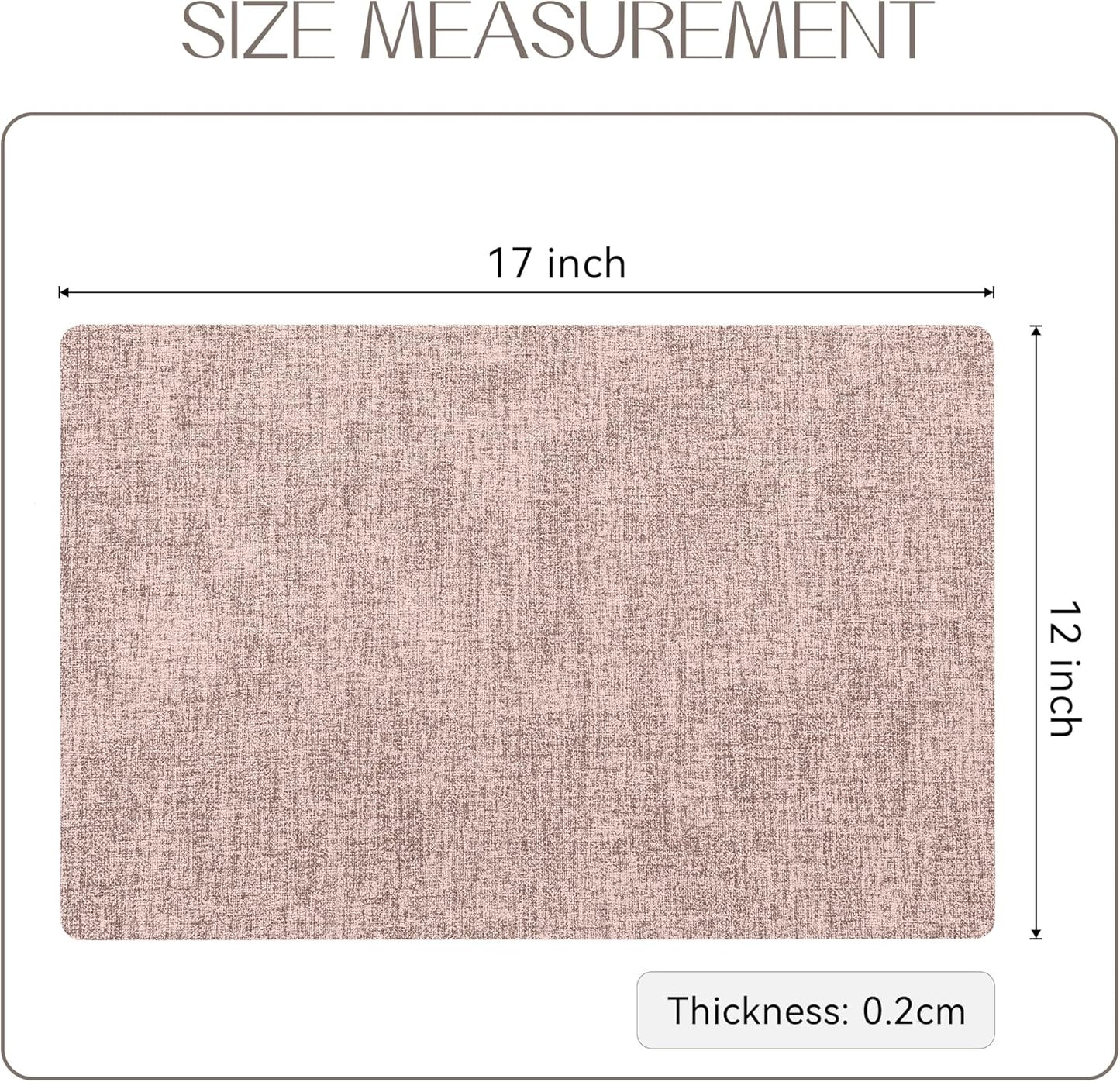 Romanstile Vinyl Placemats Set of 12-12 X 18 Inch - Heat Resistant Place Mats 100% Waterproof Oilproof Wipeable Reversible Faux Leather Table Mats for Kitchen/Dining/Party/Outdoor, Pink