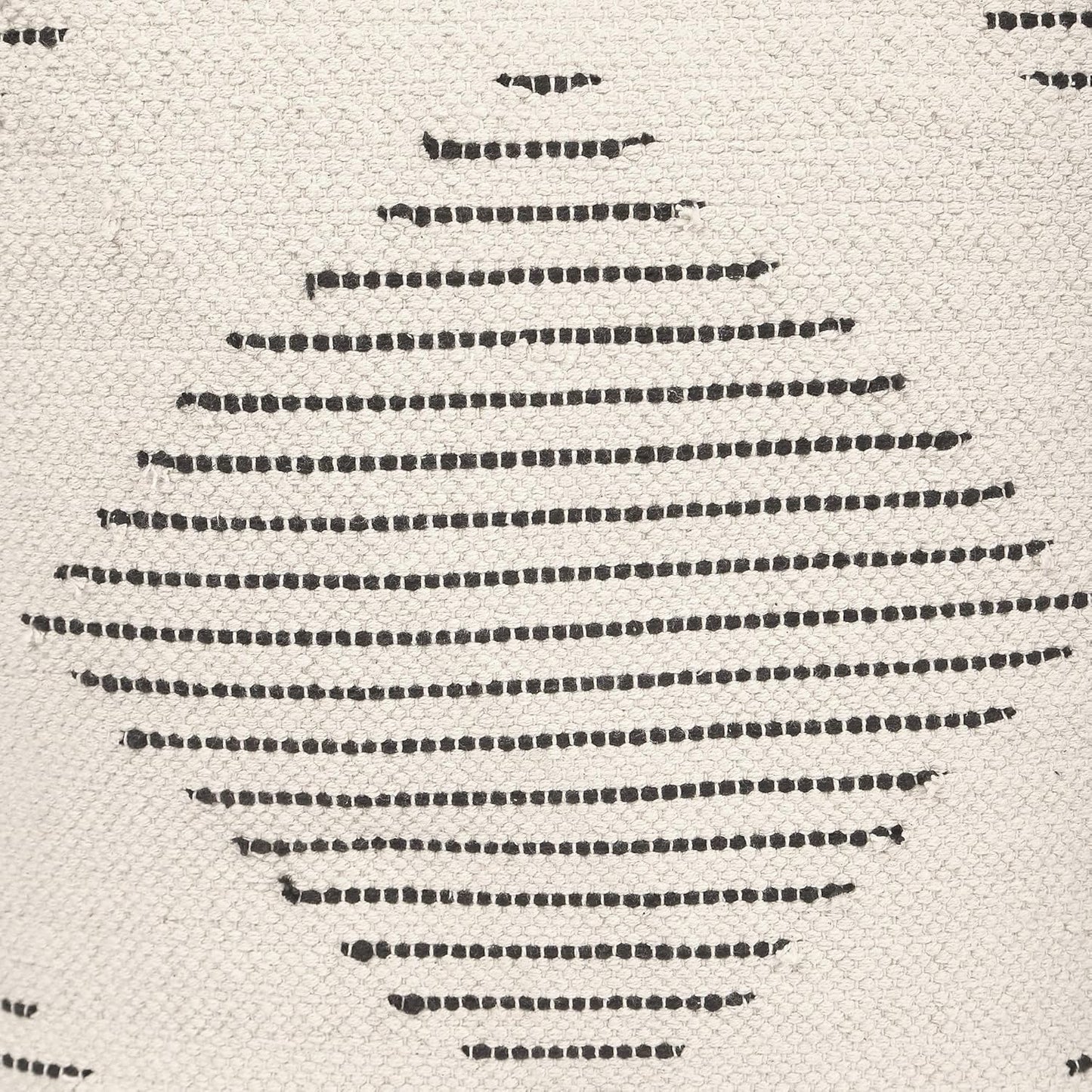 REDEARTH · Tufted Pouf Ottoman with Filler Textured Storage Cube Bean Bag Pouffe Footrest for Living Room, Bedroom, Nursery, Kidsroom; 100% Cotton (17.5"X17.5"X17.5", Loom Story 3 Natural Black)