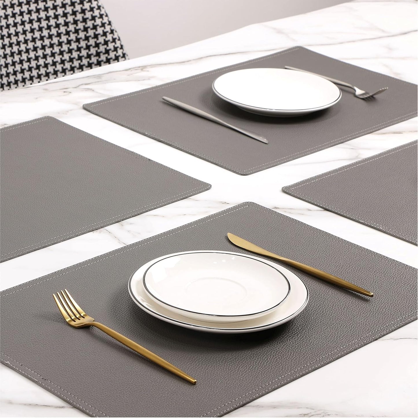 Set of 8 Faux Leather Placemats, PU Mats - Waterproof, Stain & Heat Resistant, Non-Slip, Easy to Clean for Kitchen, Dining, Conference Tables