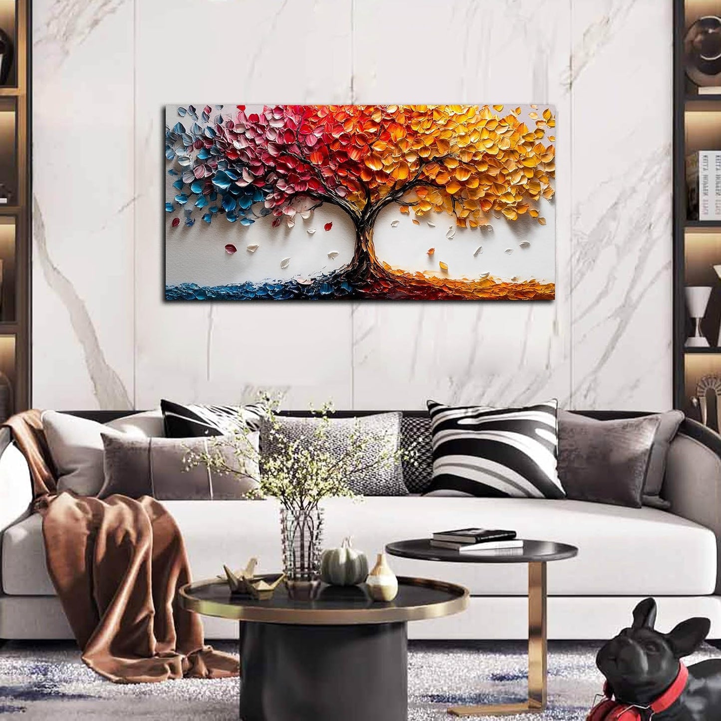 Trees Canvas Wall Art for Living Room - Colorful Tree Wall Art for Bedroom Teen Girls - Office Posters Wall Decor Size 20" x 40"