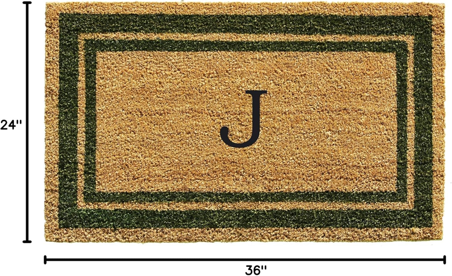 Calloway Mills 153042436J Sage Green Border 24" x 36" Monogram Doormat, (Letter J)