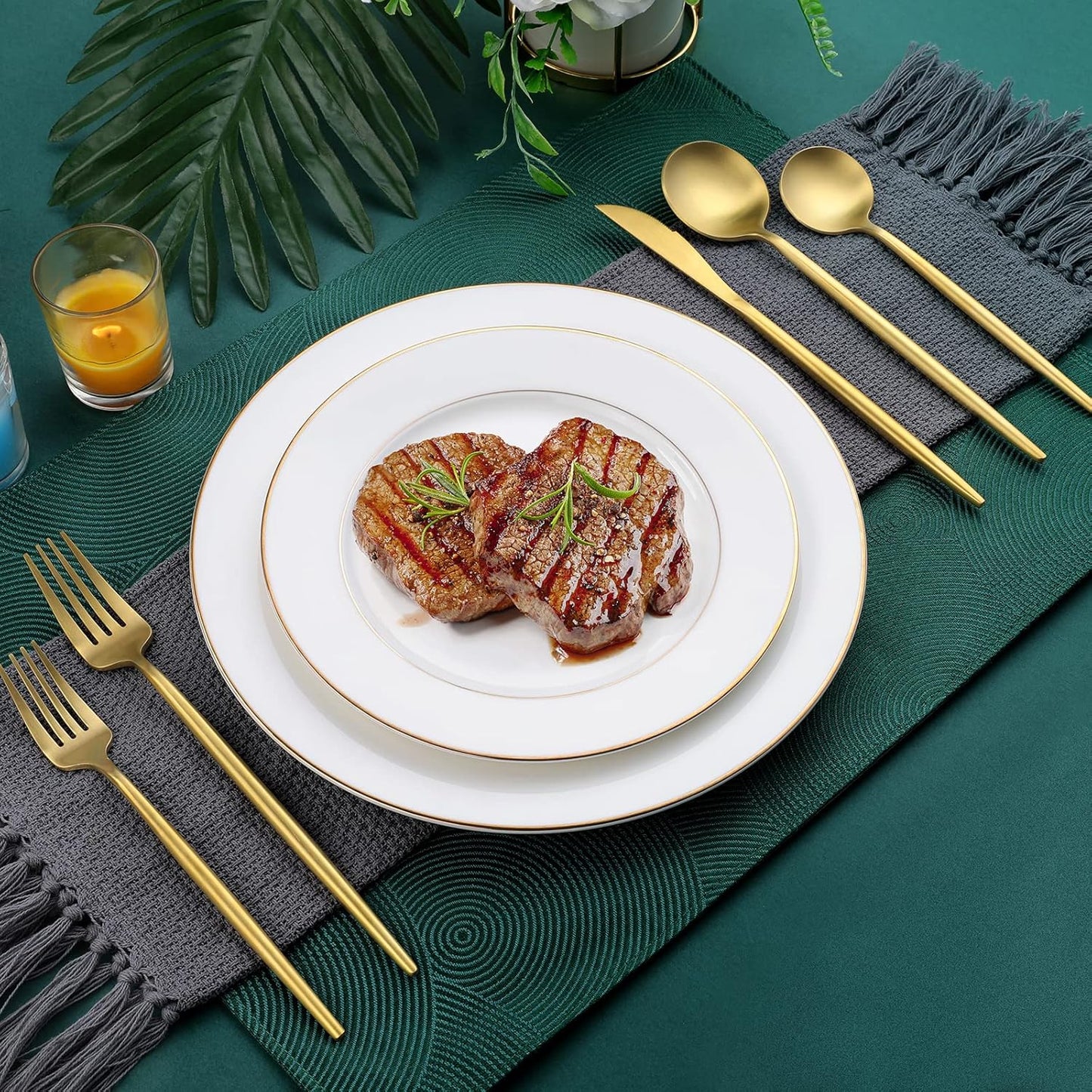 Matte Gold Silverware Set, OGORI 30-Piece Food Grade Stainless Steel Gold Flatware Set, Kitchen Utensil Set Service for 6, Tableware Cutlery Set for Home and Restaurant, Dishwasher Safe - Gift Box