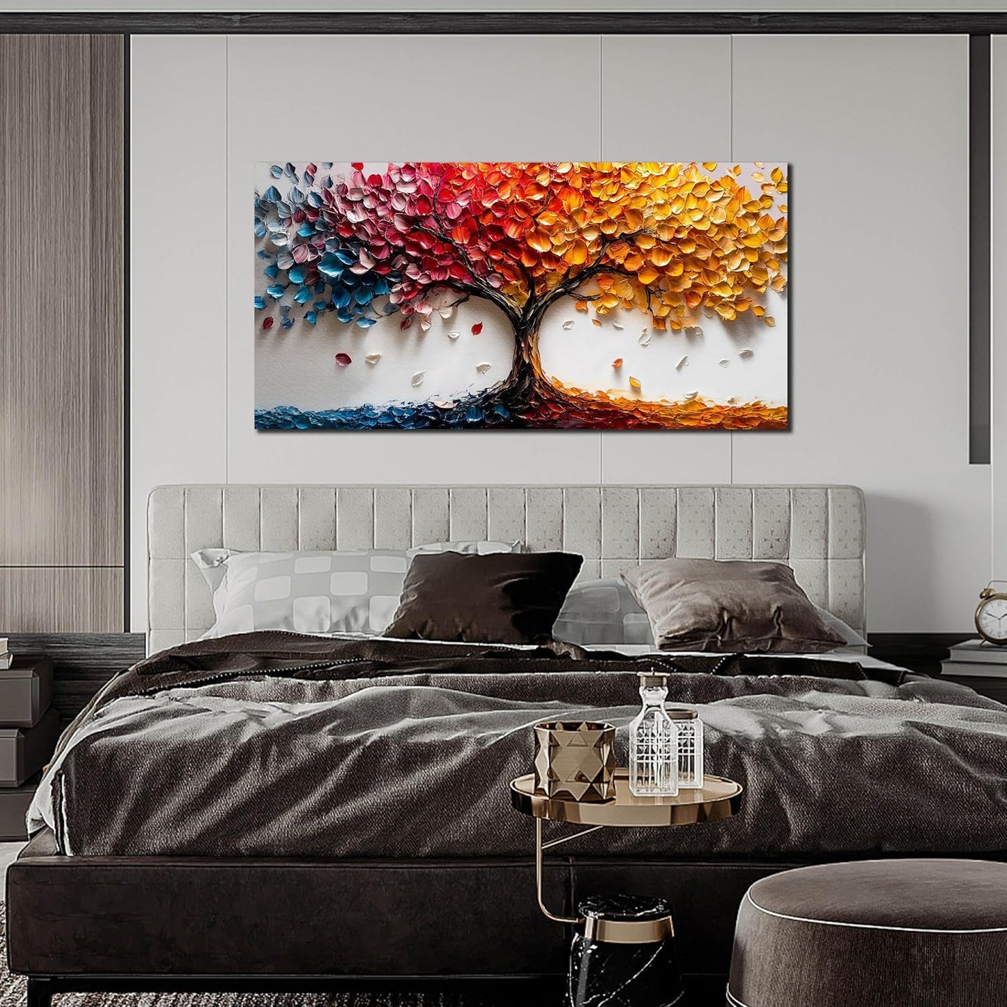 Colorful Tree Wall Pictures for Living Room - Modern Canvas Wall Art for Office - Bedroom Wall Decor for Women Size 29" x 59"