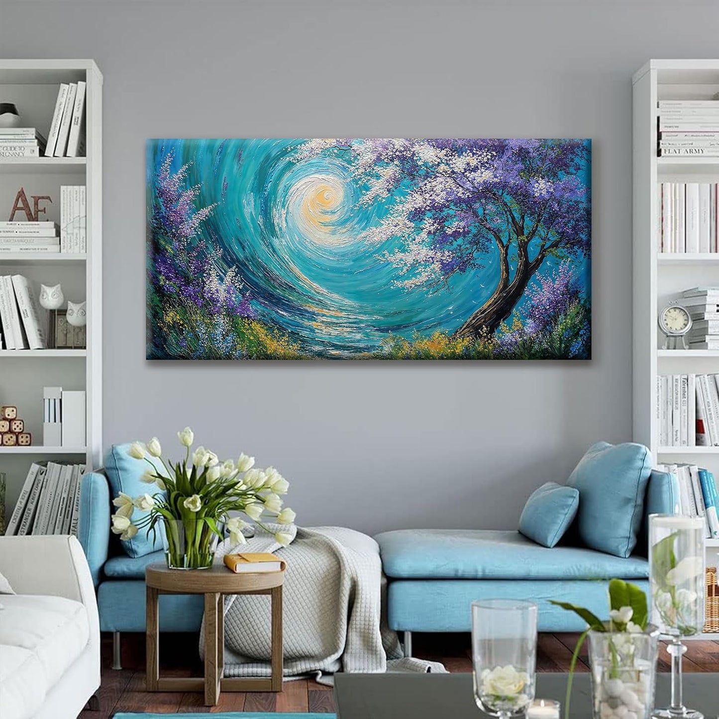 Purple Tree Abstract Wall Art Living Room Painting Abstract Wall Decor Modern 24" X 48" Canvas Art Wall Decor Canvas Prints Artwork Pictures For Bedroom Kitchen Artwork