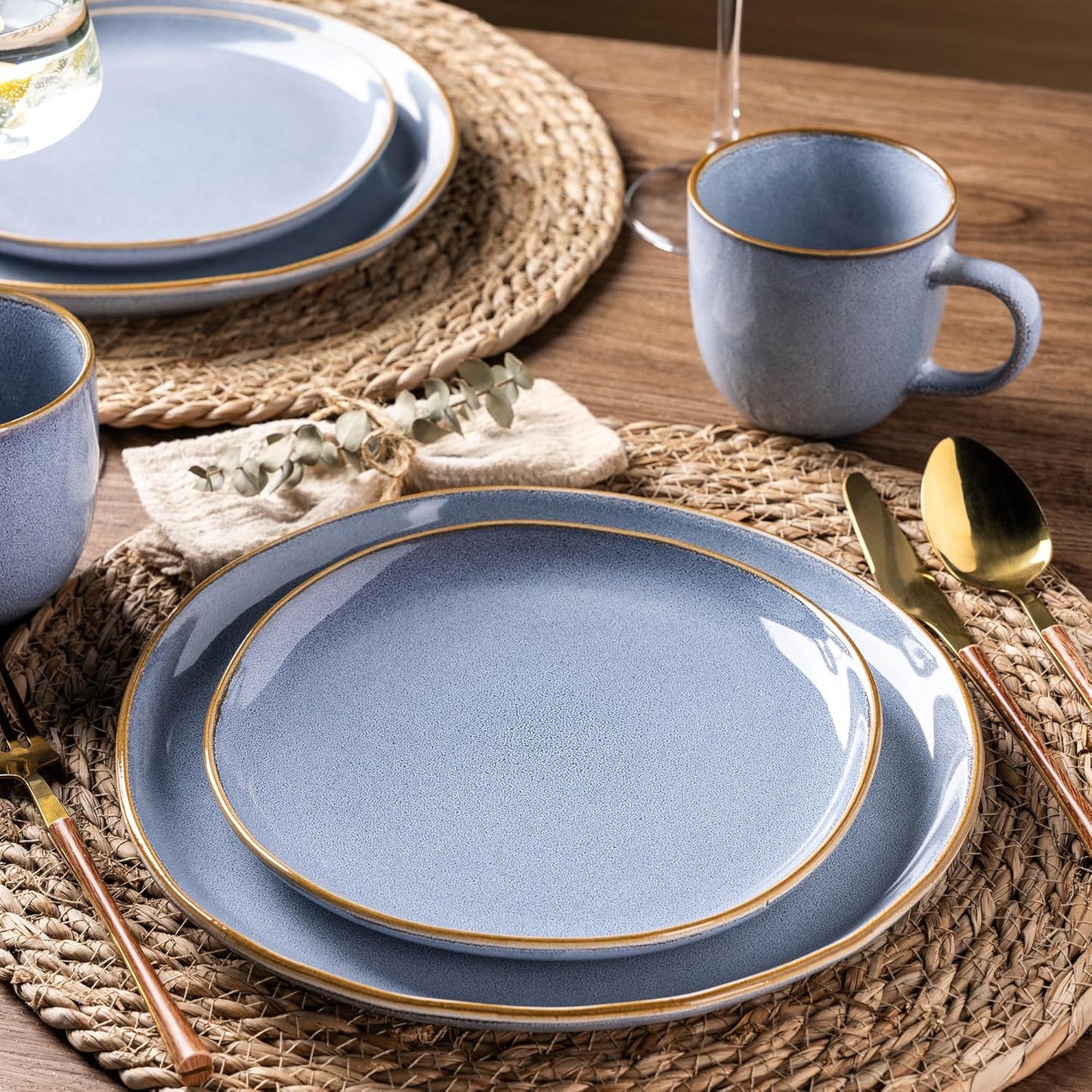 AmorArc 12oz Coffee Mugs, Ceramic Coffee Mugs set of 6 for Man, Woman, Dad, Mom, Modern Coffee Mugs with handle for Latte/Cappuccino/Milk/Cocoa. Dishwasher&Microwave Safe, Blue-Reactive Glaze