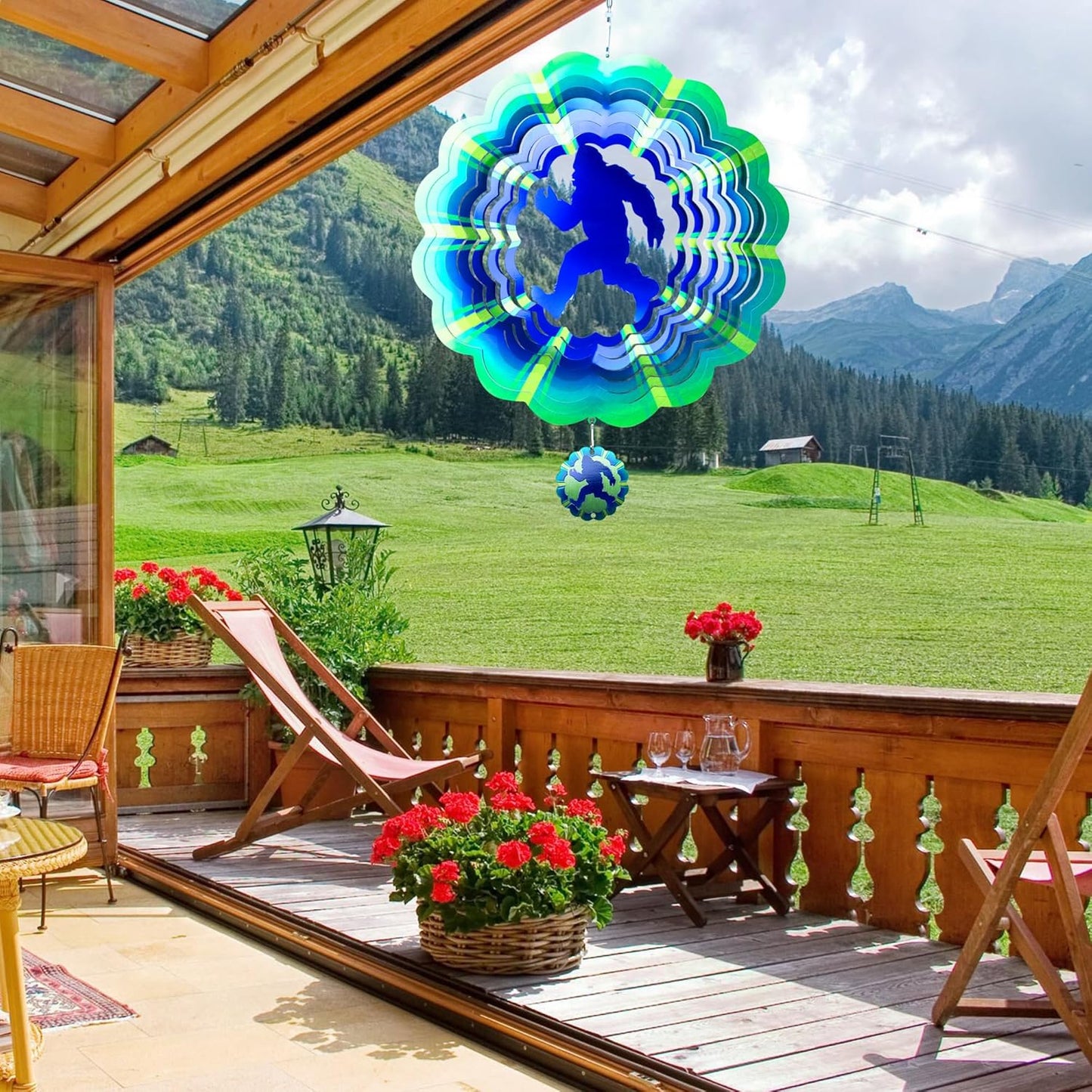 Bigfoot Gifts Sasquatch Yard Decor, for Dad Husband,12 inch Bigfoot 3D Hanging Wind Spinners Outdoor