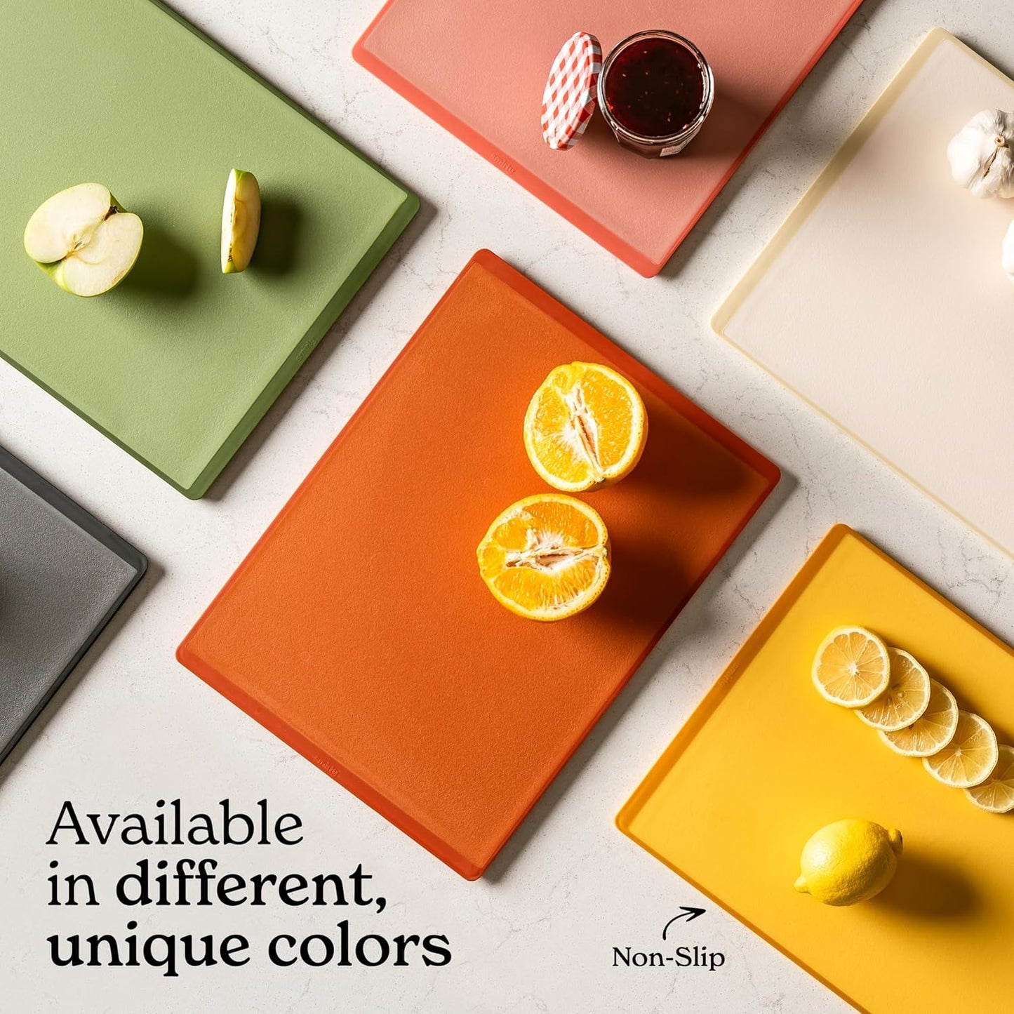 SMIRLY Plastic Cutting Board Set 3 Pieces, Non-Slip Dishwasher Safe Chopping Boards for Kitchen, Yellow