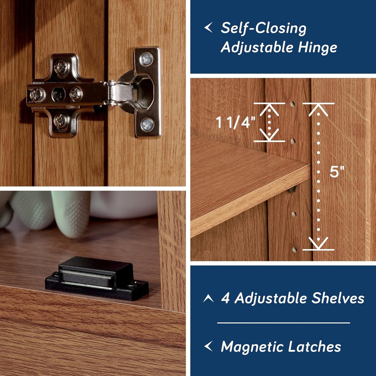 Sauder Select Storage Cabinet, Pantry Cabinet Kitchen Storage with Adjustable Shelves, Bathroom Storage Cabinet, in Highland Oak