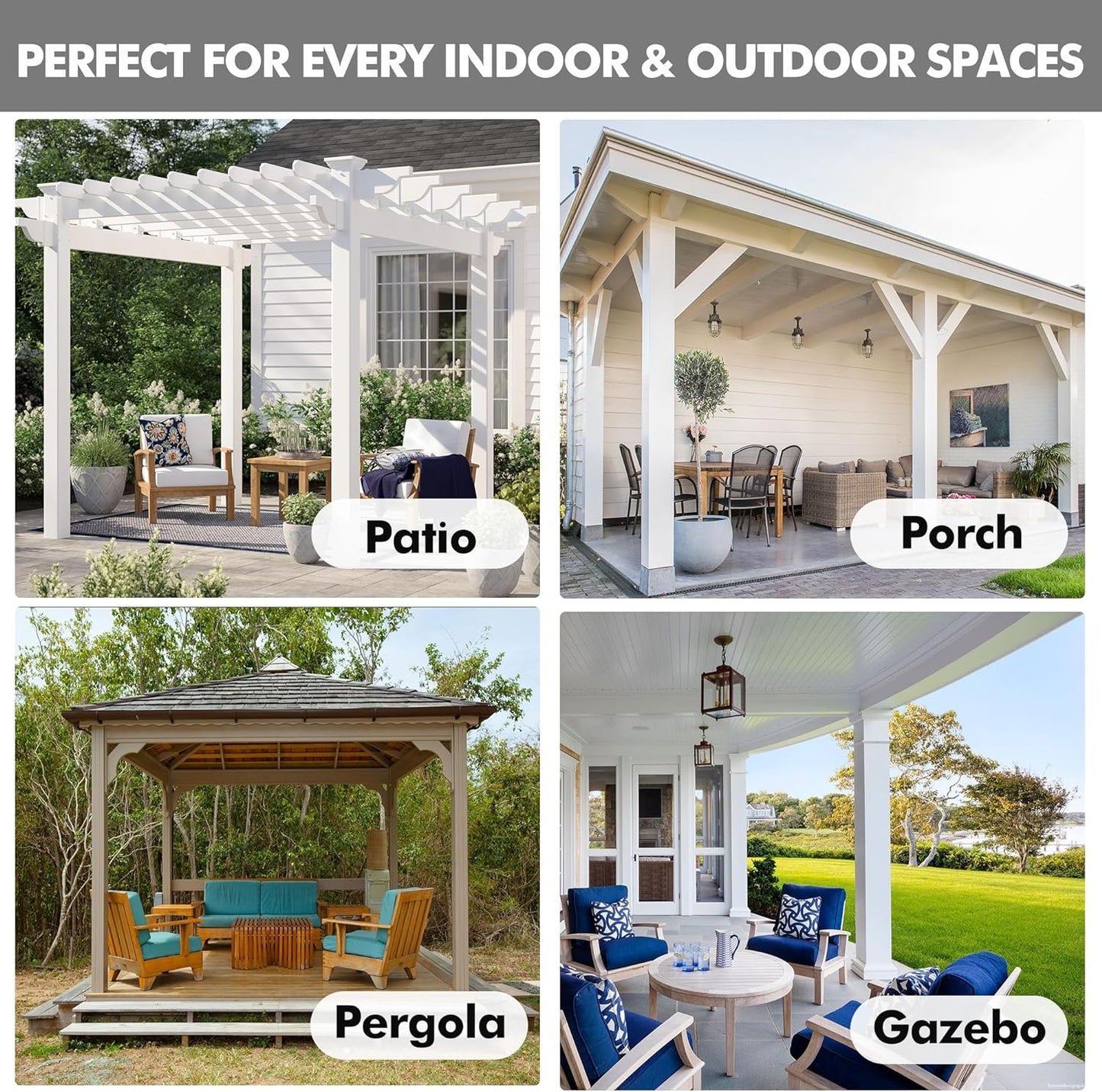 HolidayIdeas Linen Outdoor Curtains for Patio 4 Panels Waterproof Taupe Outside Curtains 110"x108"-Indoor/Outdoor Gazebo Wide Curtains Weatherproof, Privacy for Pergola, Porch, Cabana, Pool