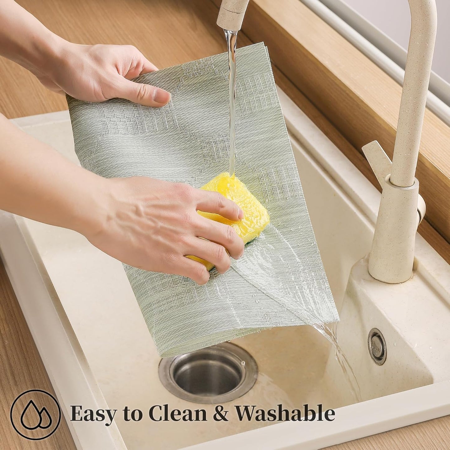 Leetaltree Mint Cream Placemats Set of 6 - Heat Resistant Non-Slip Place mats for Dining Table, Washable Durable PVC Vinyl Woven Table Mats(Mint Cream, 6)