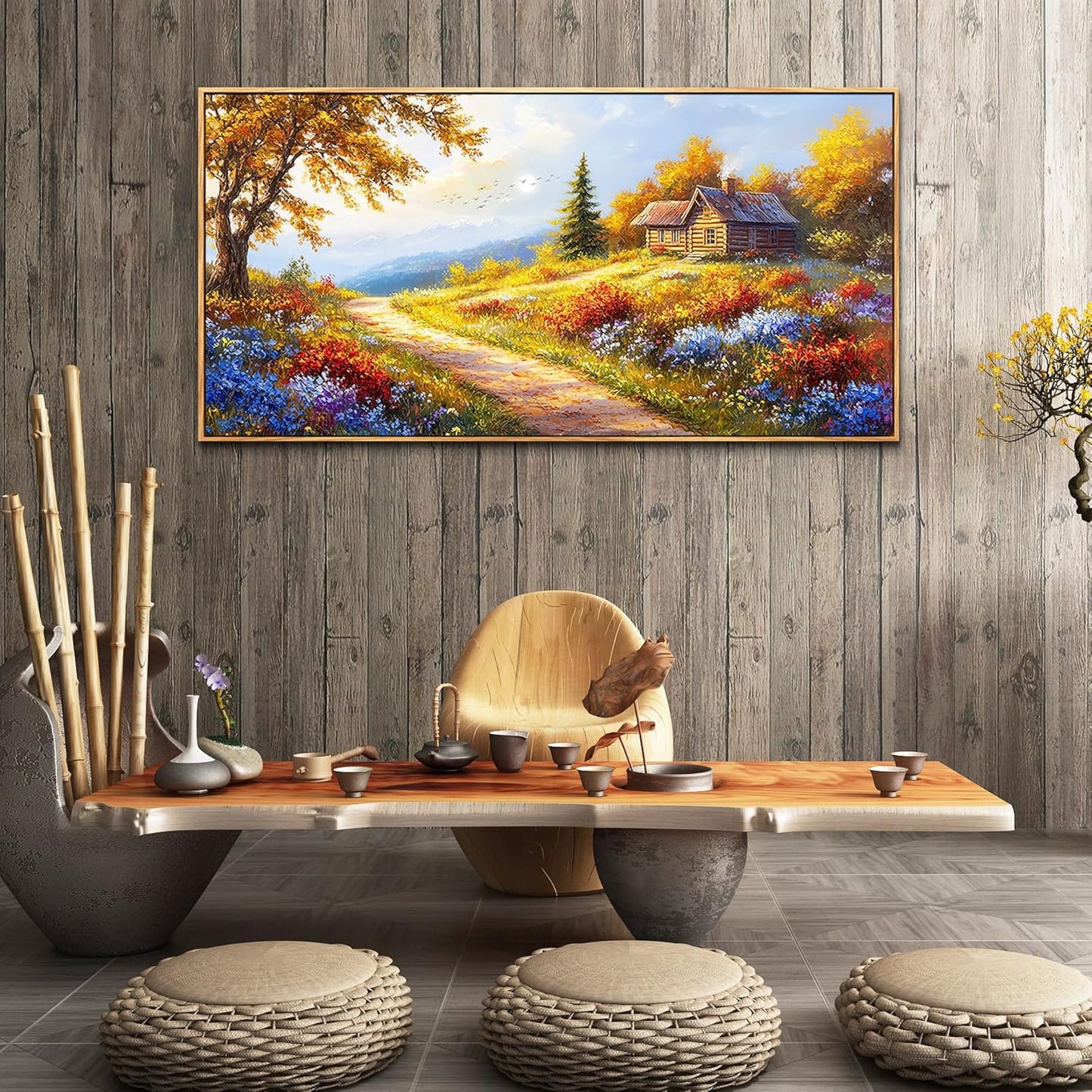 KELIYUAN Large Wall Art For Living Room Framed Canvas Wall Decor For Office Decorations For Bedroom Landscape Painting Pictures Prints Artworks Restaurant Kitchen Mural Modern Home Decor 20"X40"