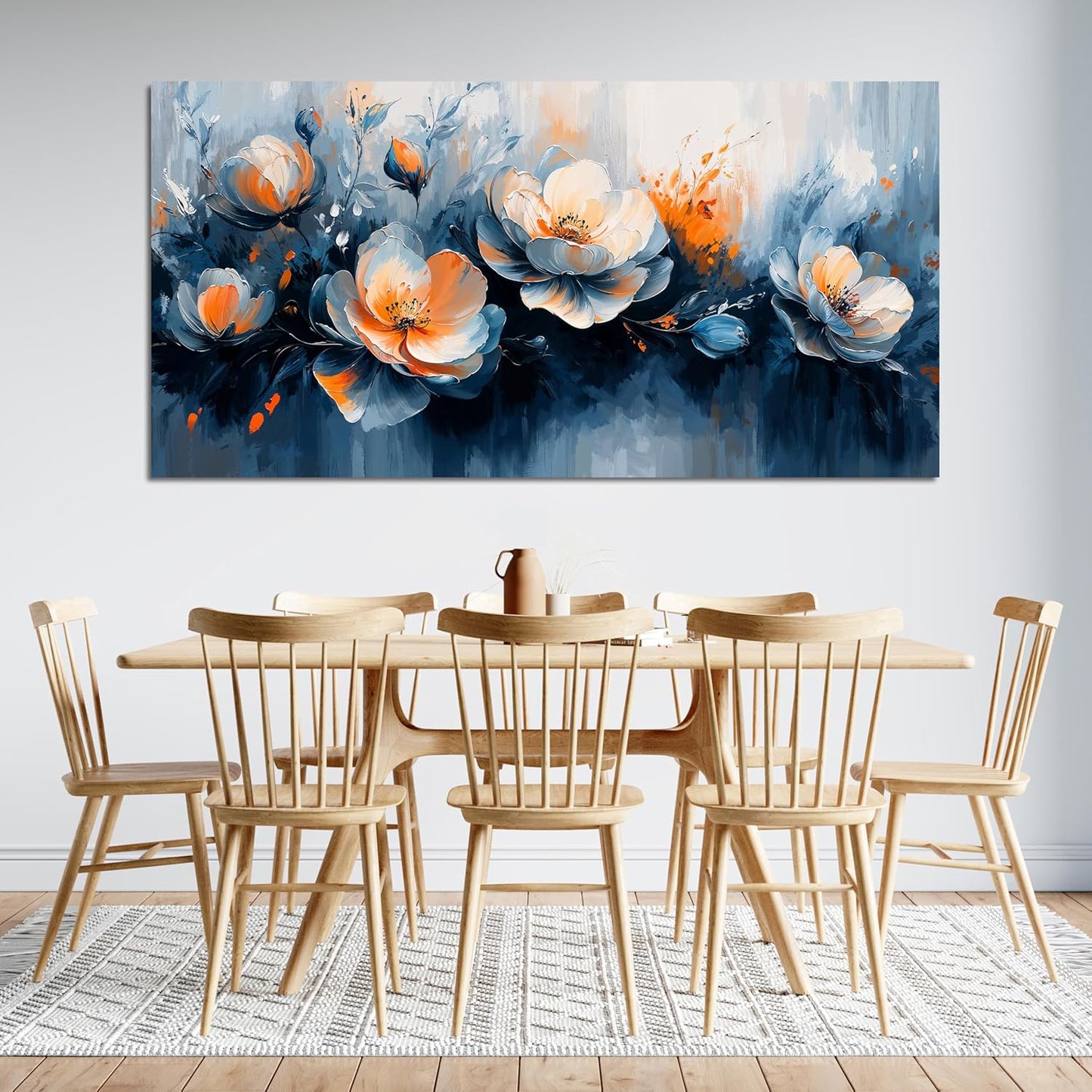 KUPTEU Canvas Wall Art Decor Wall Art Pictures for Living Room Artwork for Walls Large White Flowers Wall Art Prints Canvas Art Wall Decor Vintage Botanical Wall Art Bedroom Home Decor 24" X 48"