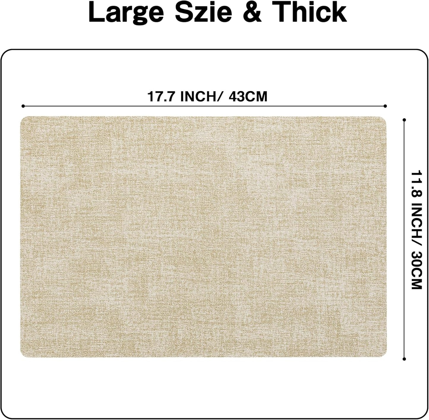 Chrysameld Vinyl Placemats Set of 8 - Faux Leather 100% Waterproof Oil-Proof Wipeable PU Place Mats, Heat Resistant Anti Slip Reversible Table Mats for Indoor & Outdoor Use,(17×12Inch, Beige)