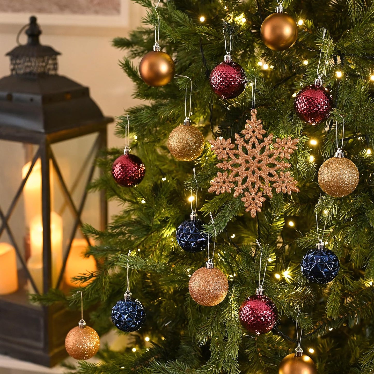 Valery Madelyn Christmas Tree Decorations Ornament Set for Fall Halloween, 50ct 2.36 Inches Bronze Copper Purple Shatterproof Christmas Ball Ornament Hanging Xmas Holiday Party Decor