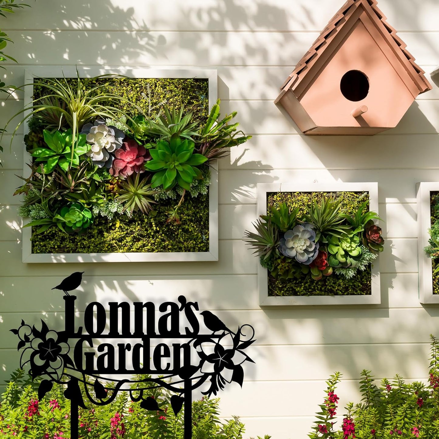 Personalized Flower and Bird Metal Garden Stake, Bird Garden Sign, Custom Flower Yard Decor, Mom's Garden Gift, Gardener Family Name Sign, Patio Home Gift, Yard Art, Housewarming Gift