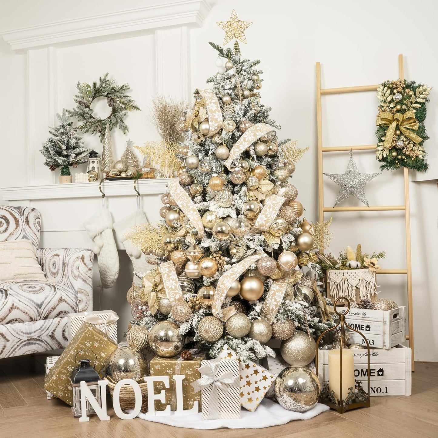 XmasExp Large Christmas Ball Ornaments,1pcs Champagne Giant Shatterproof Plastic Hanging Mercury Xmas Ball Decorations Christmas Tree Ornaments (Champagne Gold, 8")