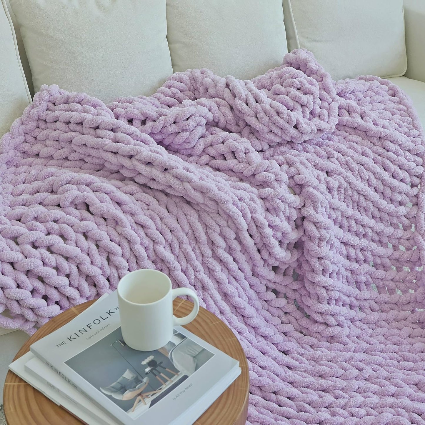 Maetoow Chenille Chunky Knit Blanket Throw (60×80 Inch), Handmade Warm & Cozy Blanket Couch, Bed, Home Decor, Soft Breathable Fleece Banket, Christmas Thick and Giant Yarn Throws, Purple