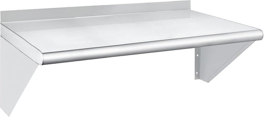 HARDURA Stainless Steel Shelf 14" x 24", 240lb Commercial Shelves Wall Mount Metal Shelving with Backsplash and Brackets for Kitchen, Restaurant, Laundry Room and Home